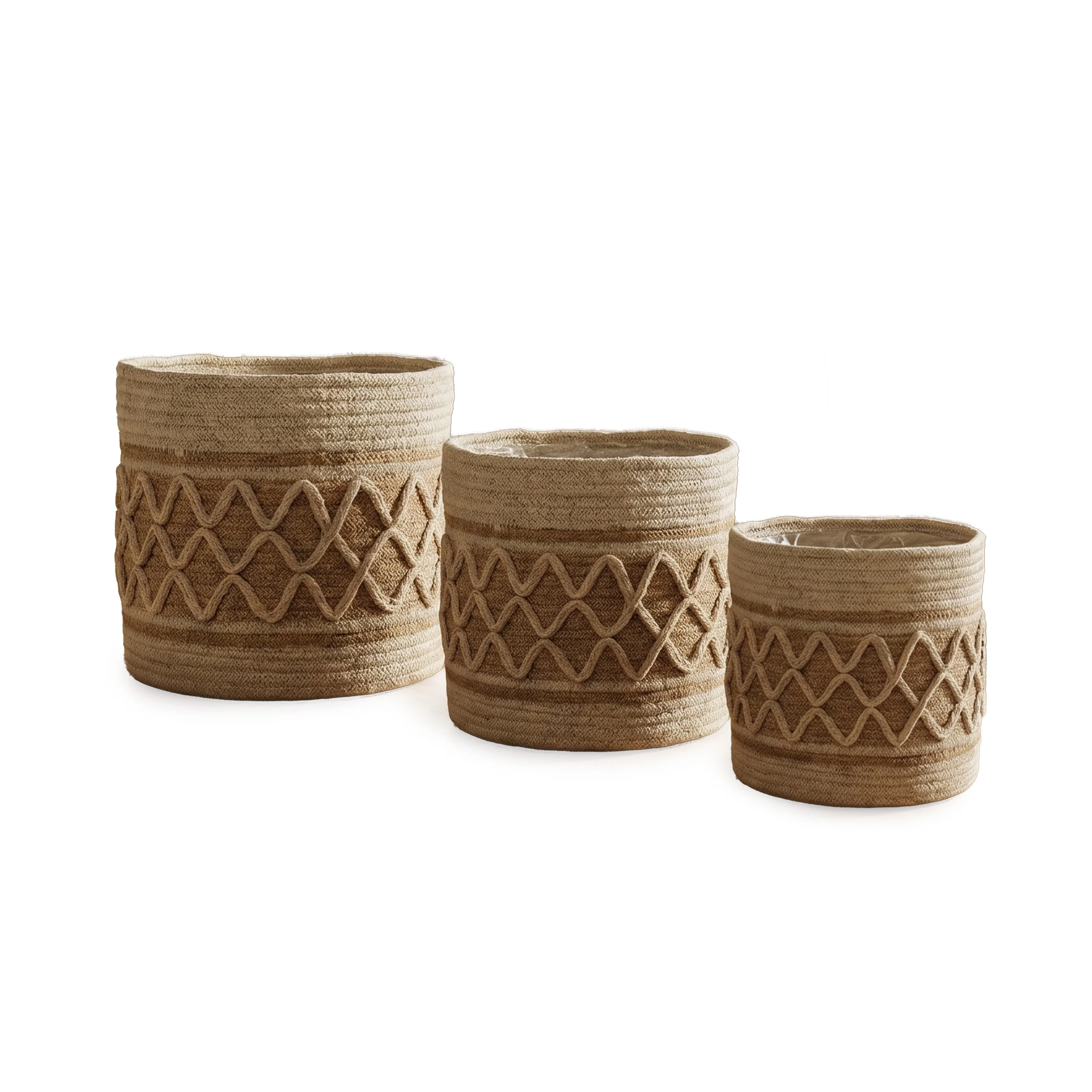 Handcrafted Jute Planter Basket Set-3pcs