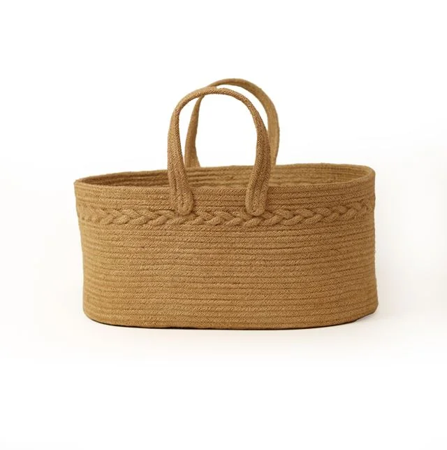 Jute Oval Storage Basket with Handle - Thumbnail 3