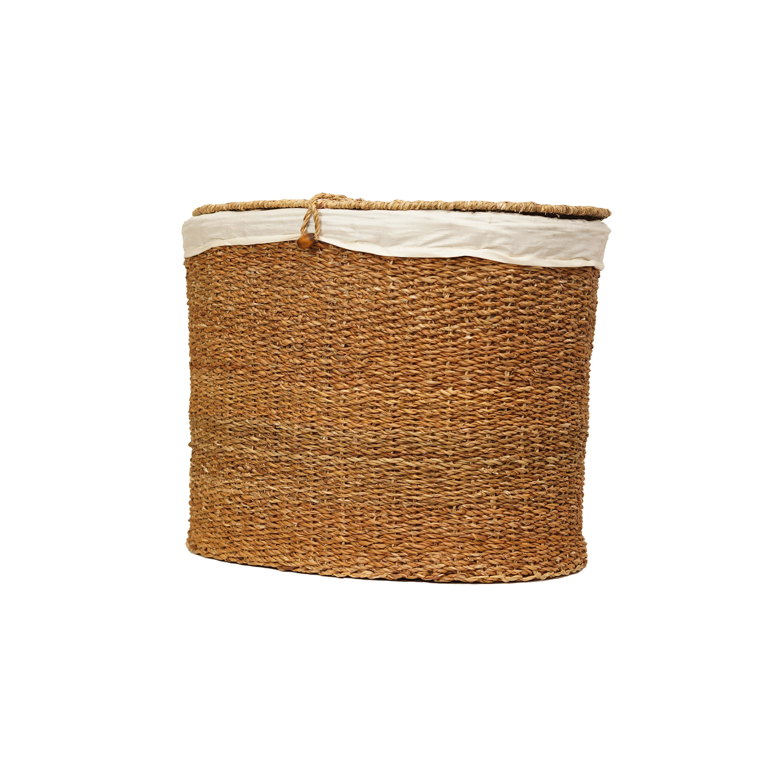 Seagrass Oval Hamper Basket - Thumbnail 1