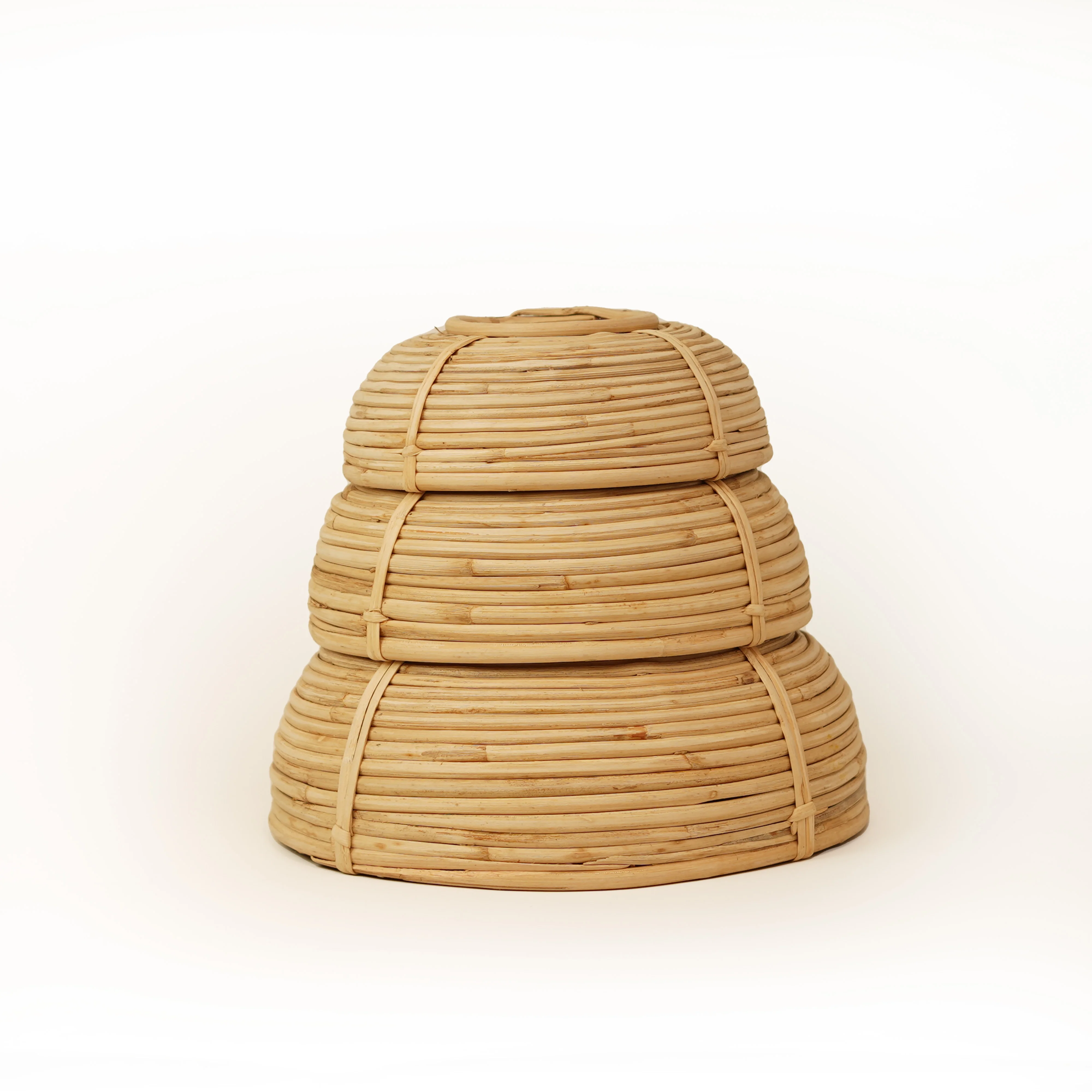 Premium Hand-Woven Round Rattan Basket Set (3pcs) - Thumbnail 3