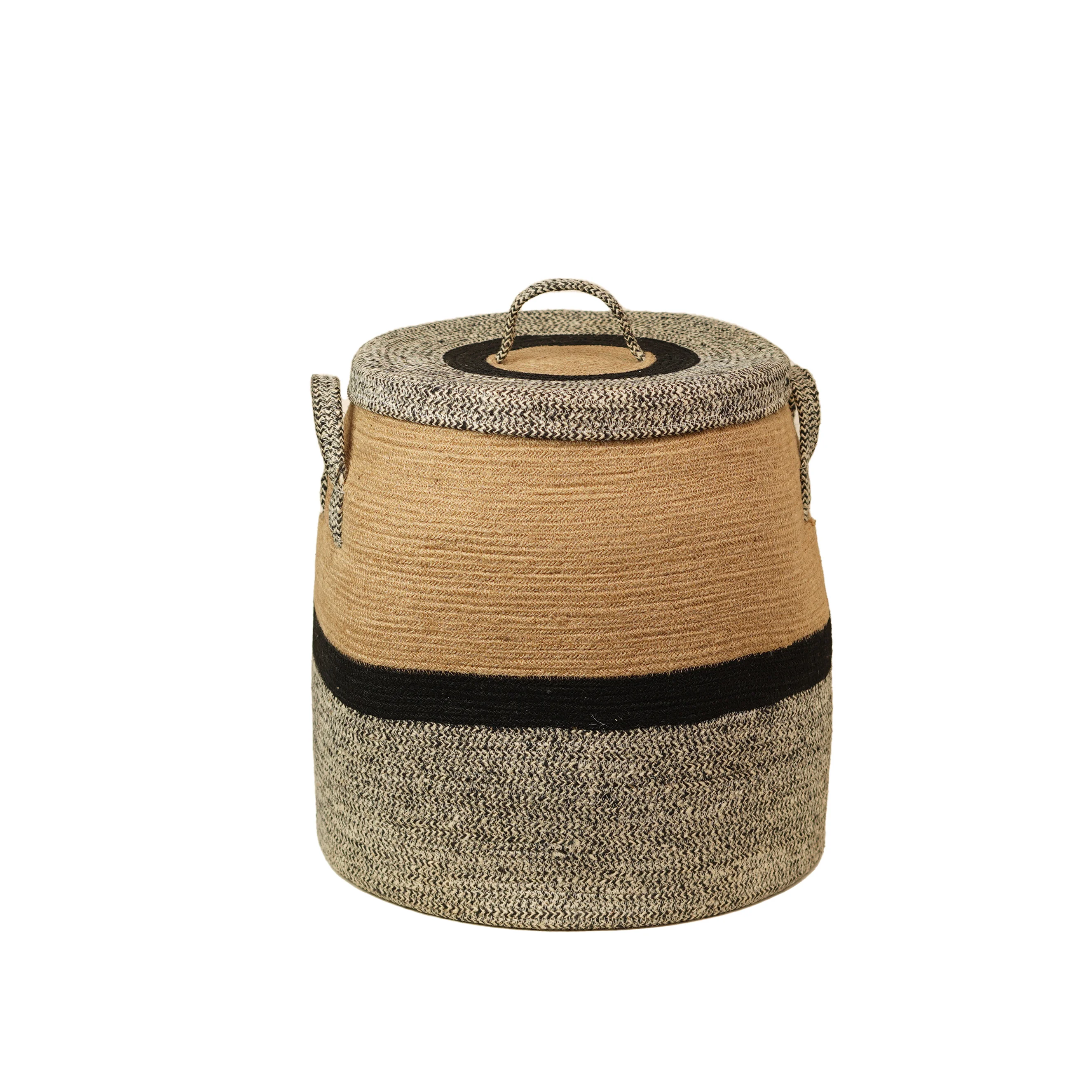 Jute Hamper Basket with Lid - Thumbnail 2