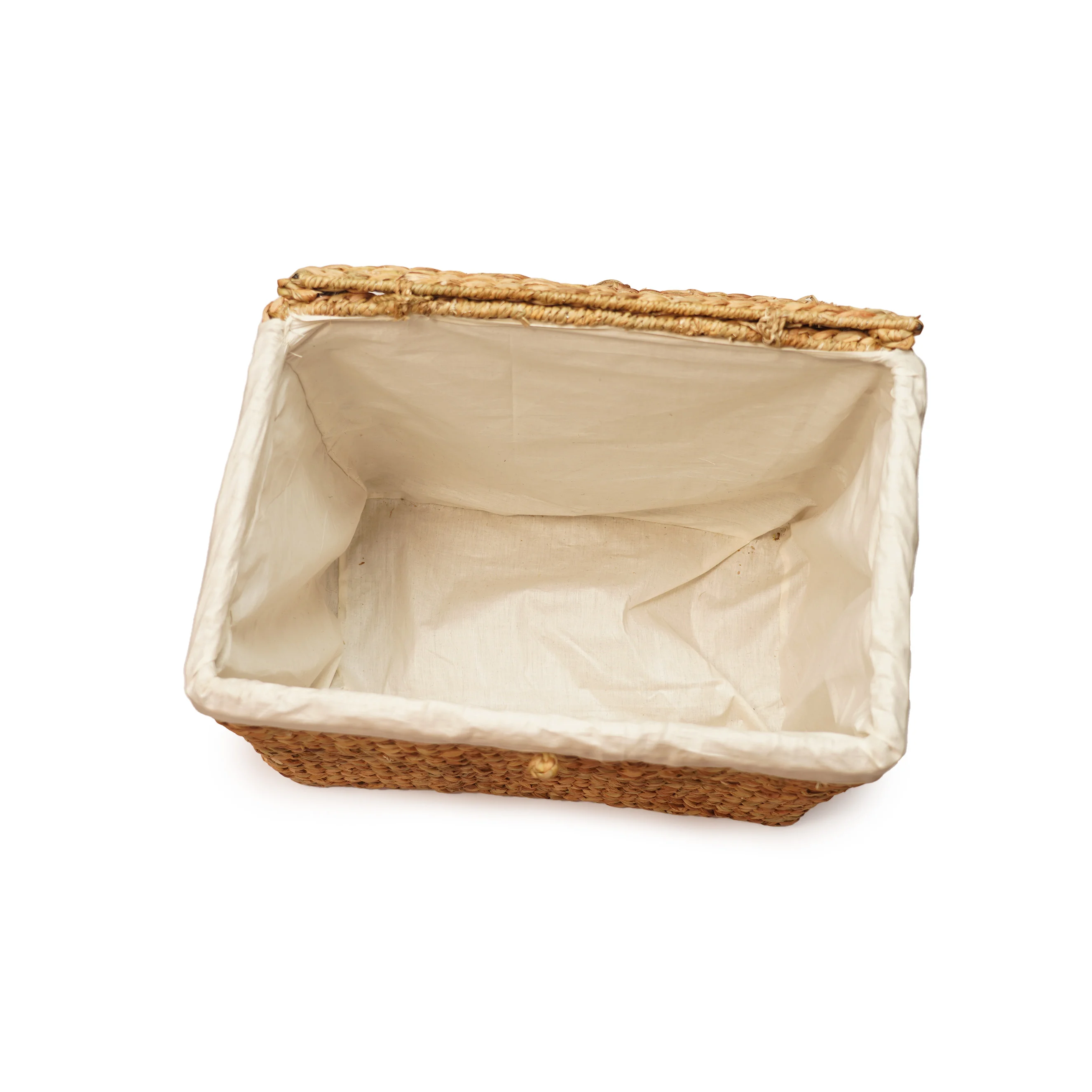 Water Hyacinth Rectangle Hamper Basket - Thumbnail 3