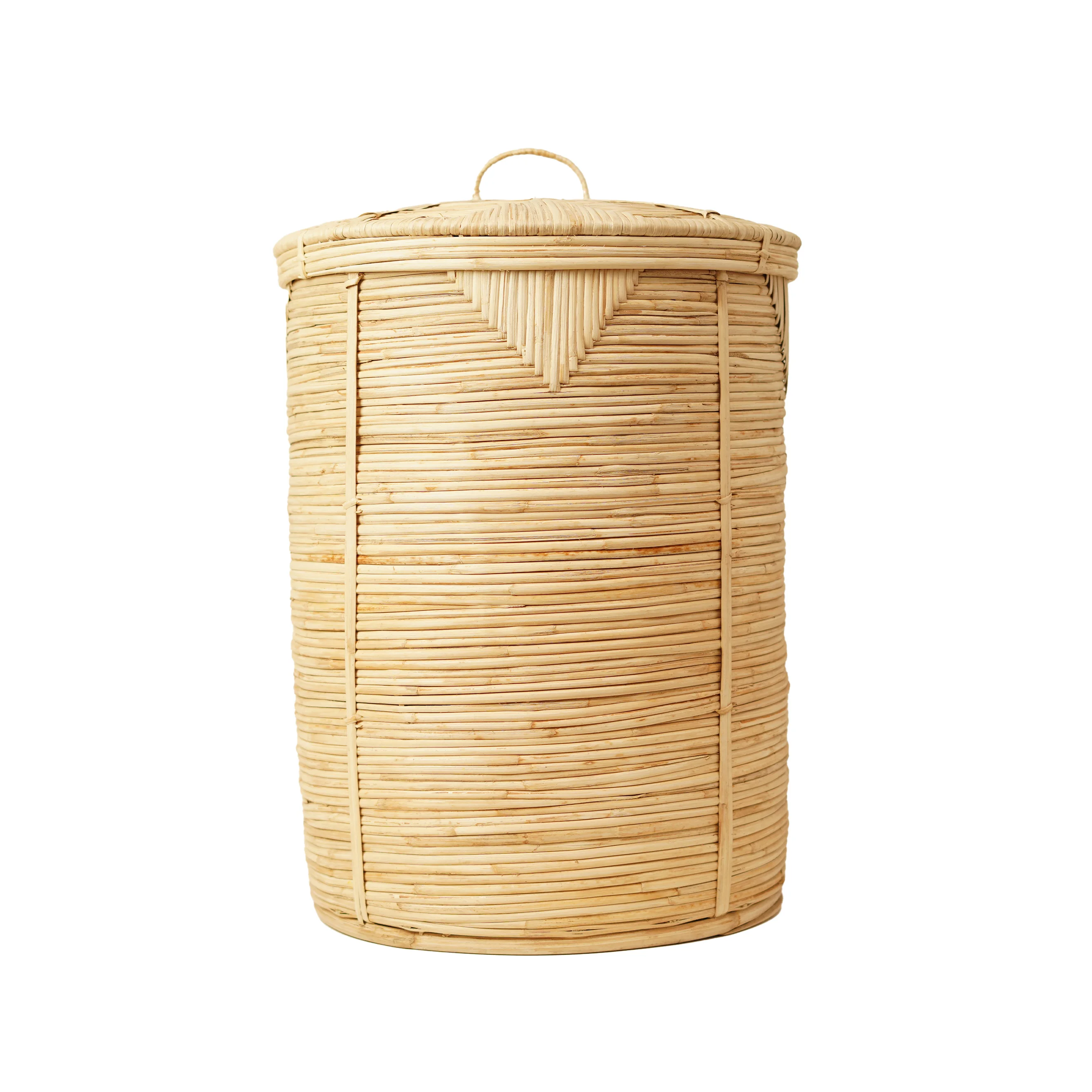 Round Rattan Hamper Basket with Lid