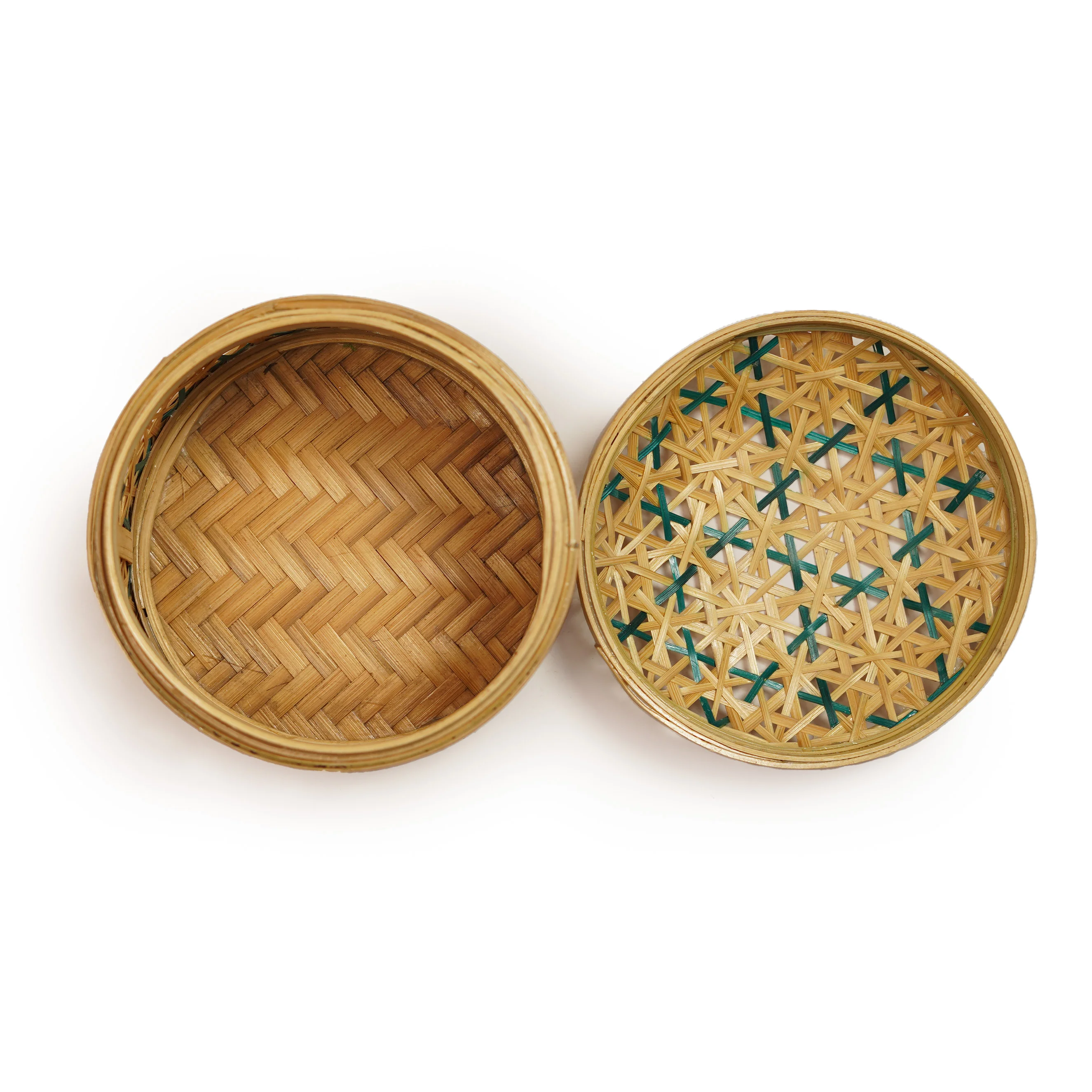 Natural & Green Dual-Tone Bamboo Multipurpose Box with Lid