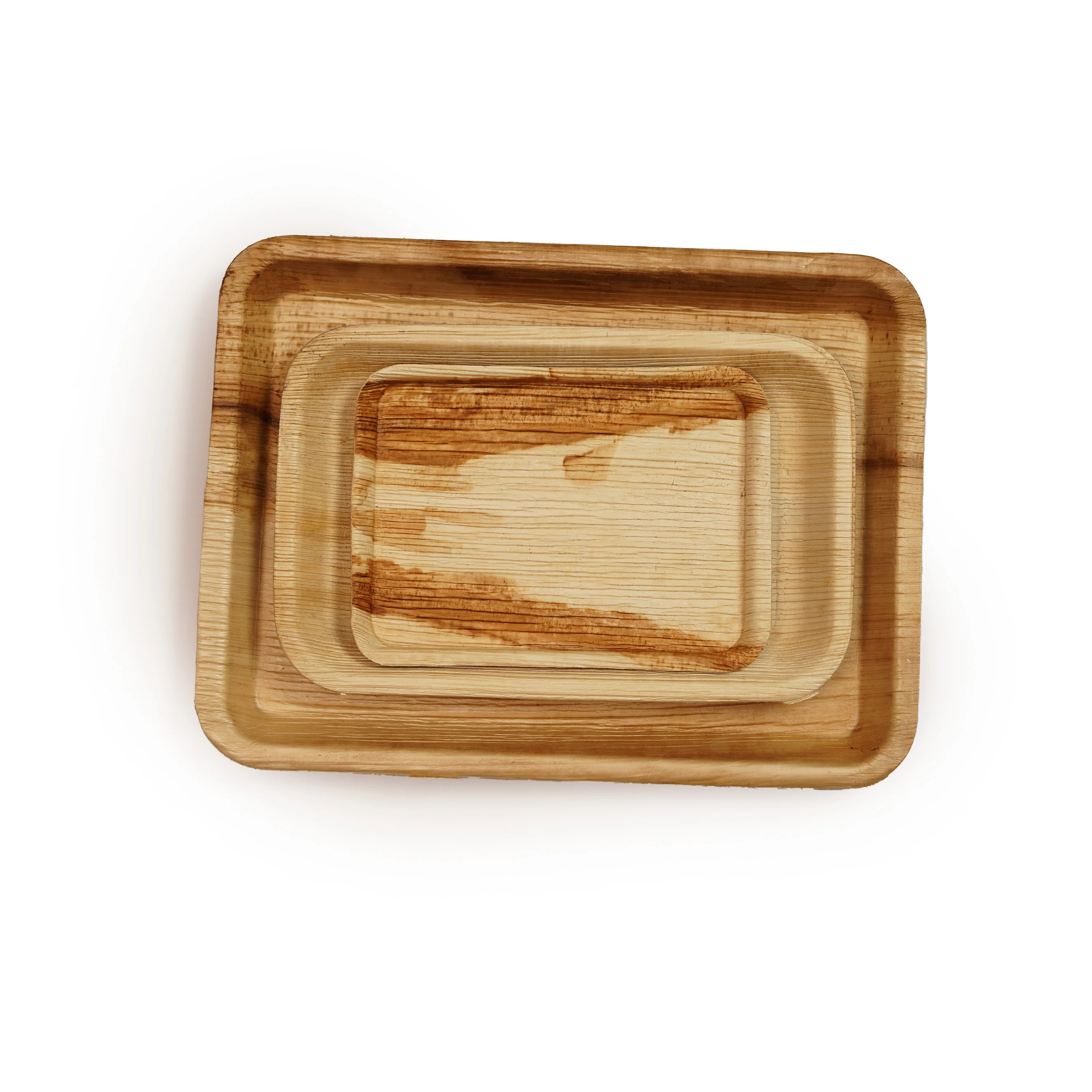 Eco-Friendly Areca Leaf Rectangular Plate Set (3 Sizes) – Durable & Compostable Tableware