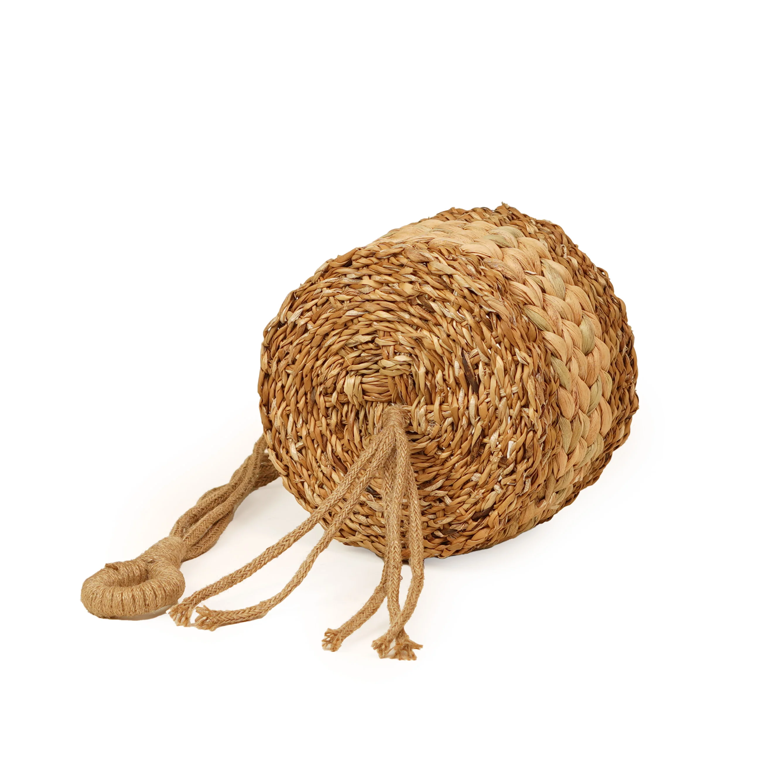 Handwoven Seagrass & Water Hyacinth Planter with Jute Hanging Rope