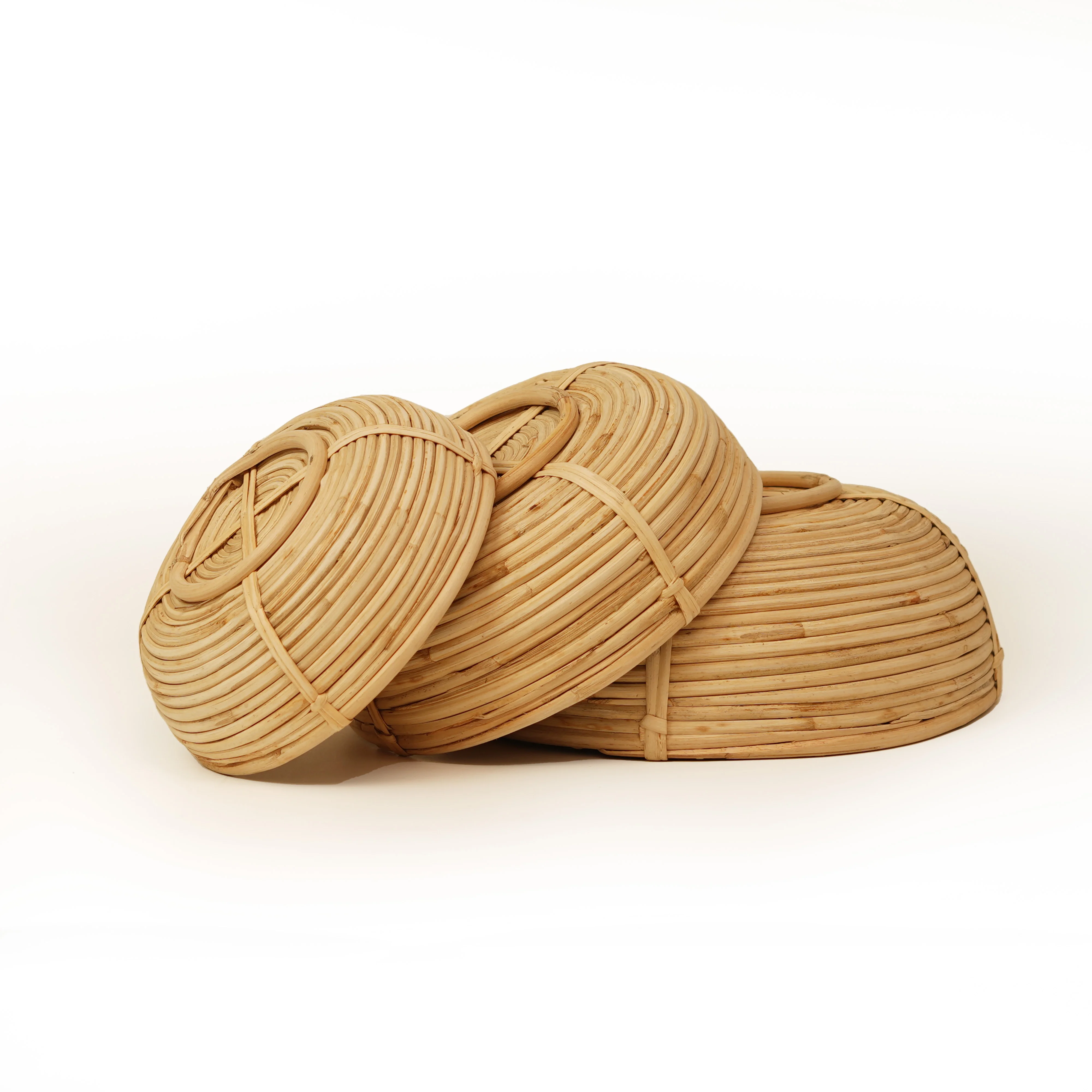 Premium Hand-Woven Round Rattan Basket Set (3pcs)