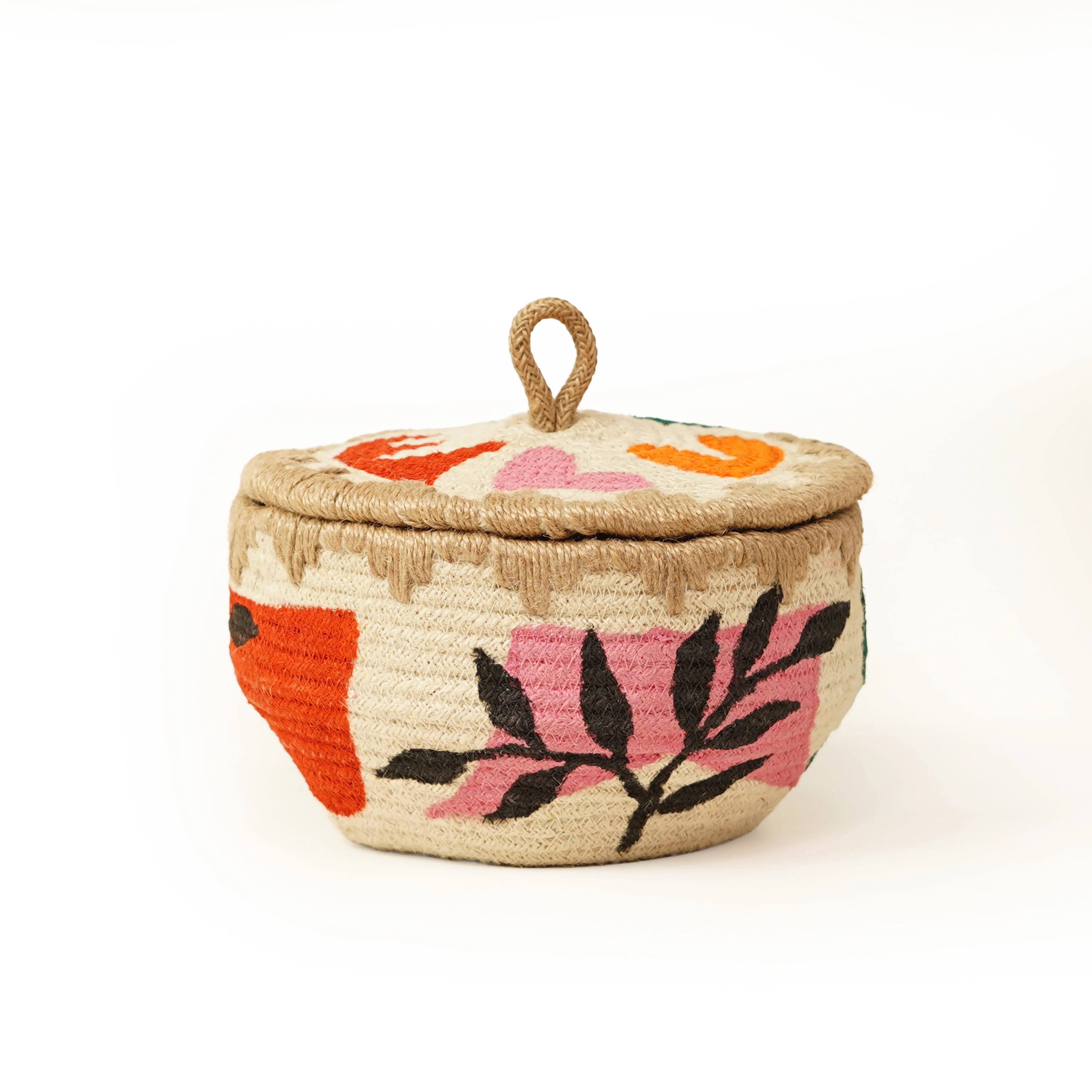 Jute Ornaments Box, Decorative Storage Box with Lid - Thumbnail 2
