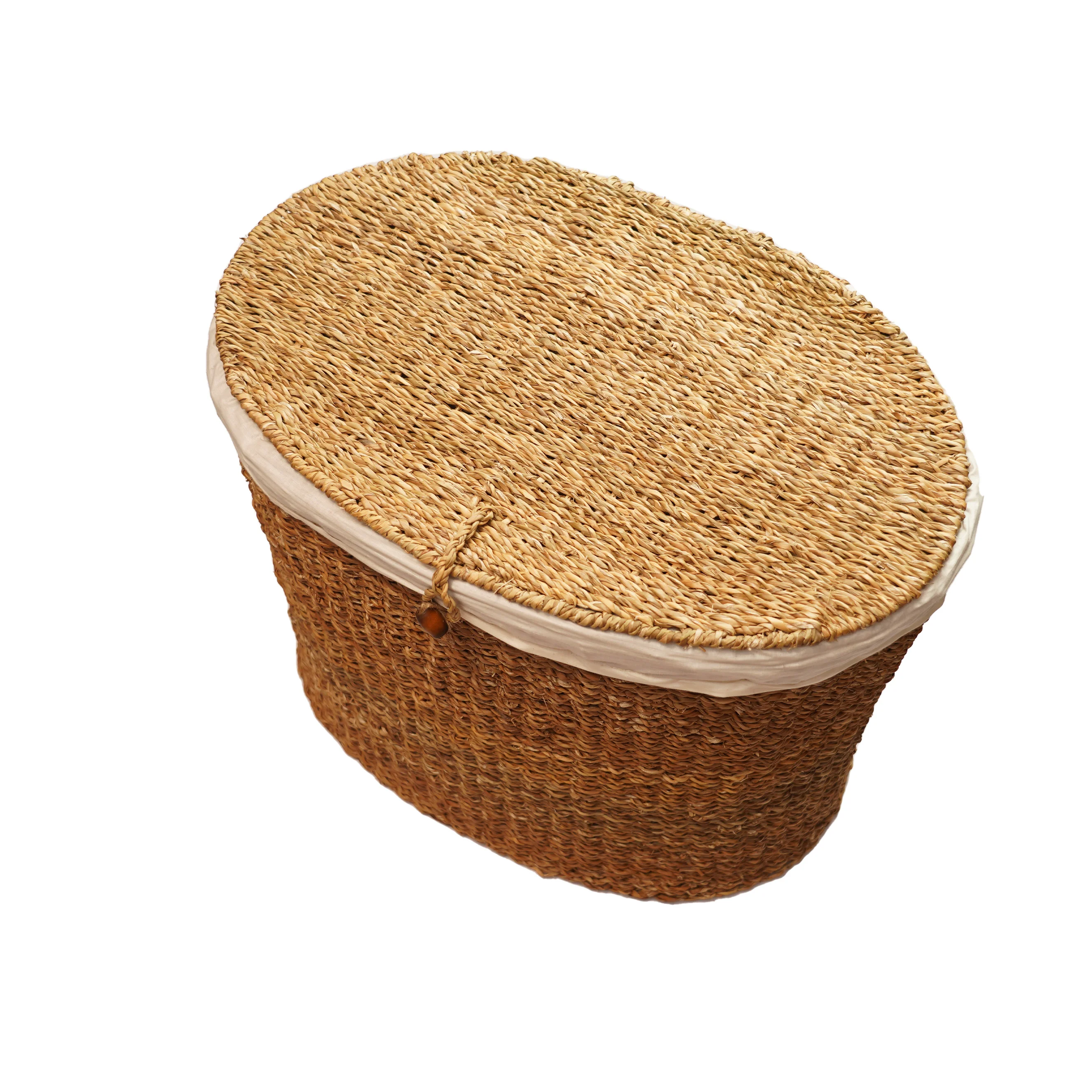 Seagrass Oval Hamper Basket - Thumbnail 3