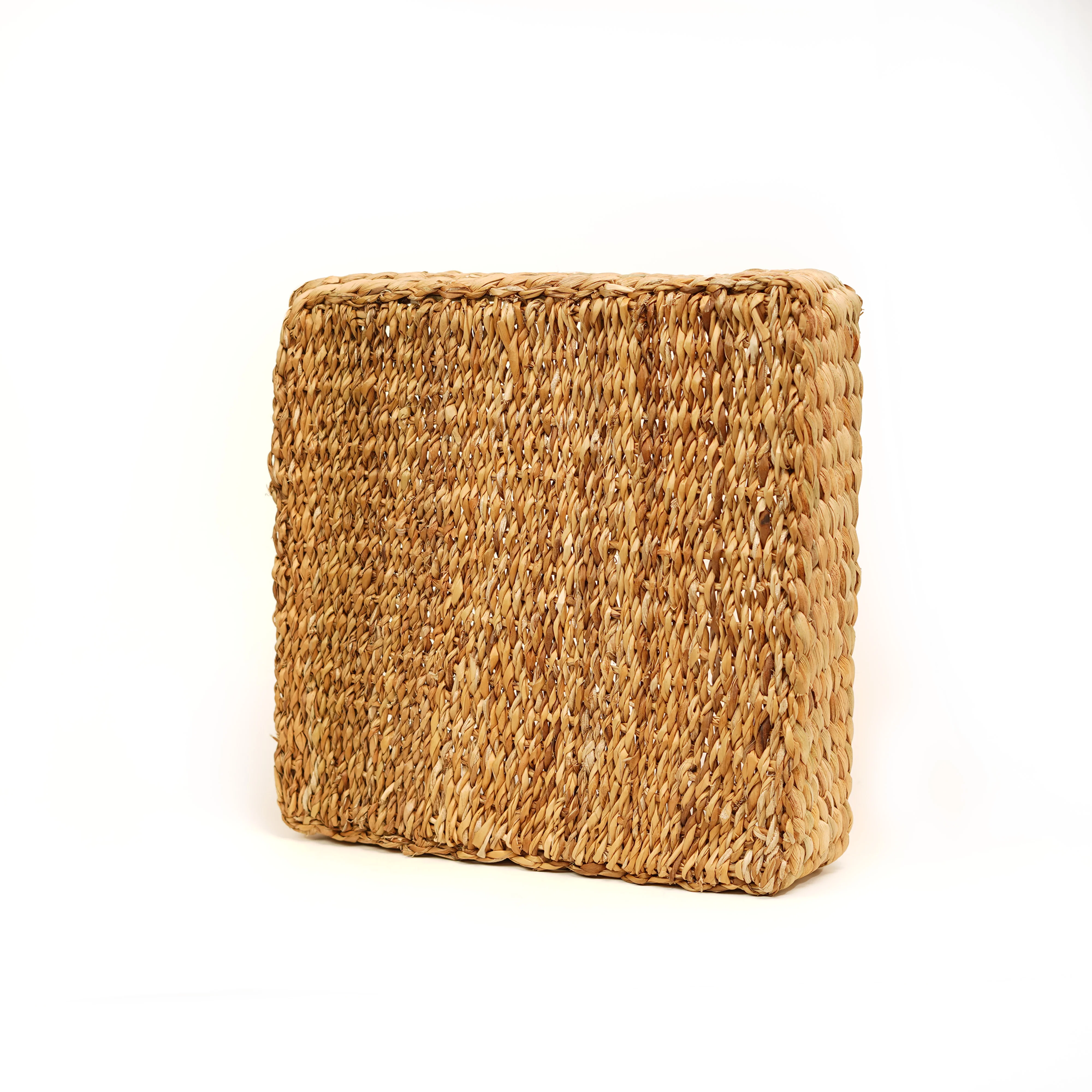 Handwoven Square Storage Basket in Water Hyacinth & Seagrass - Thumbnail 2