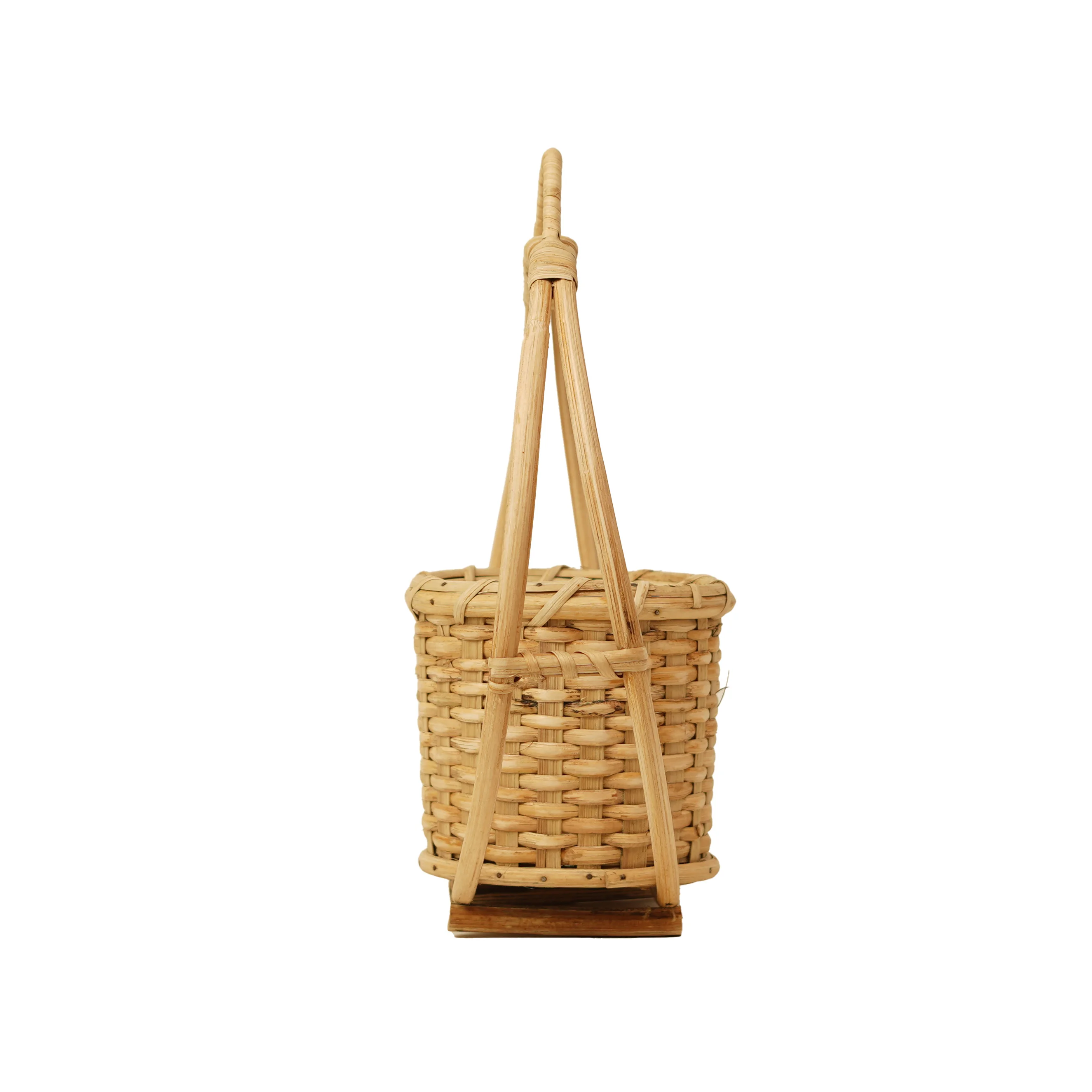 Handcrafted Cane Rattan Indoor Planter with Handle