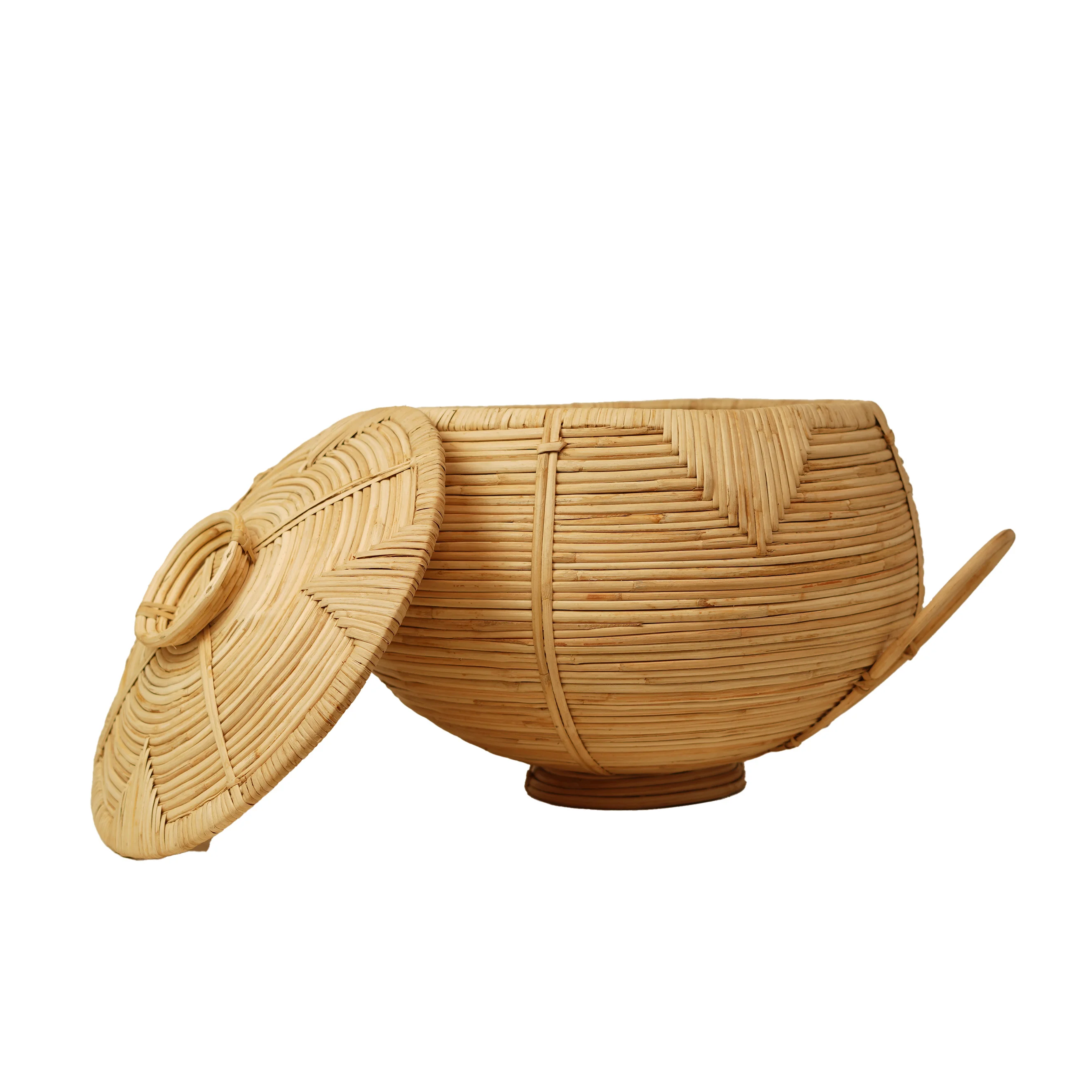 Cane (Rattan) Fruit Basket with Lid -Big