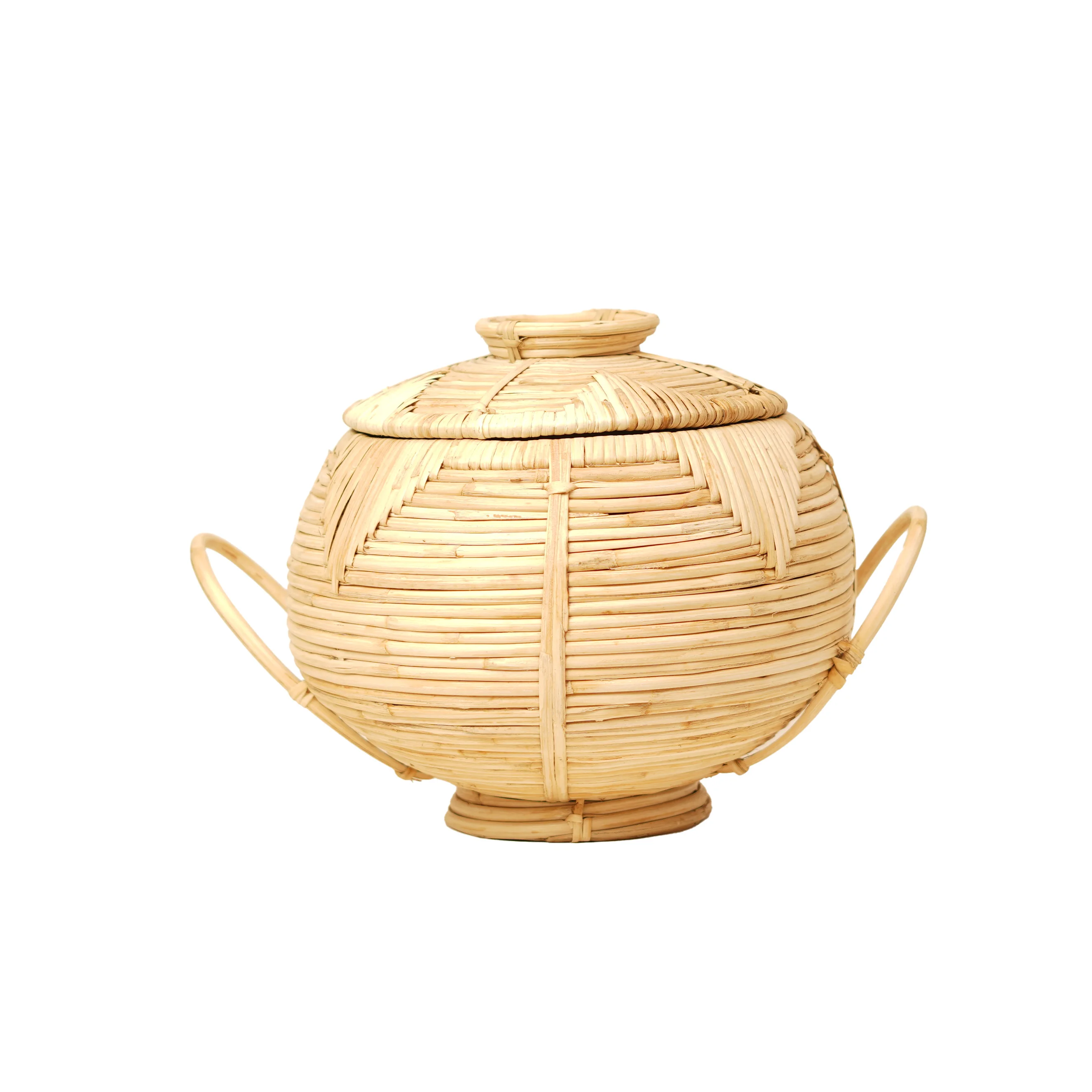 Cane (Rattan) Fruit Basket with Lid- Small - Thumbnail 2