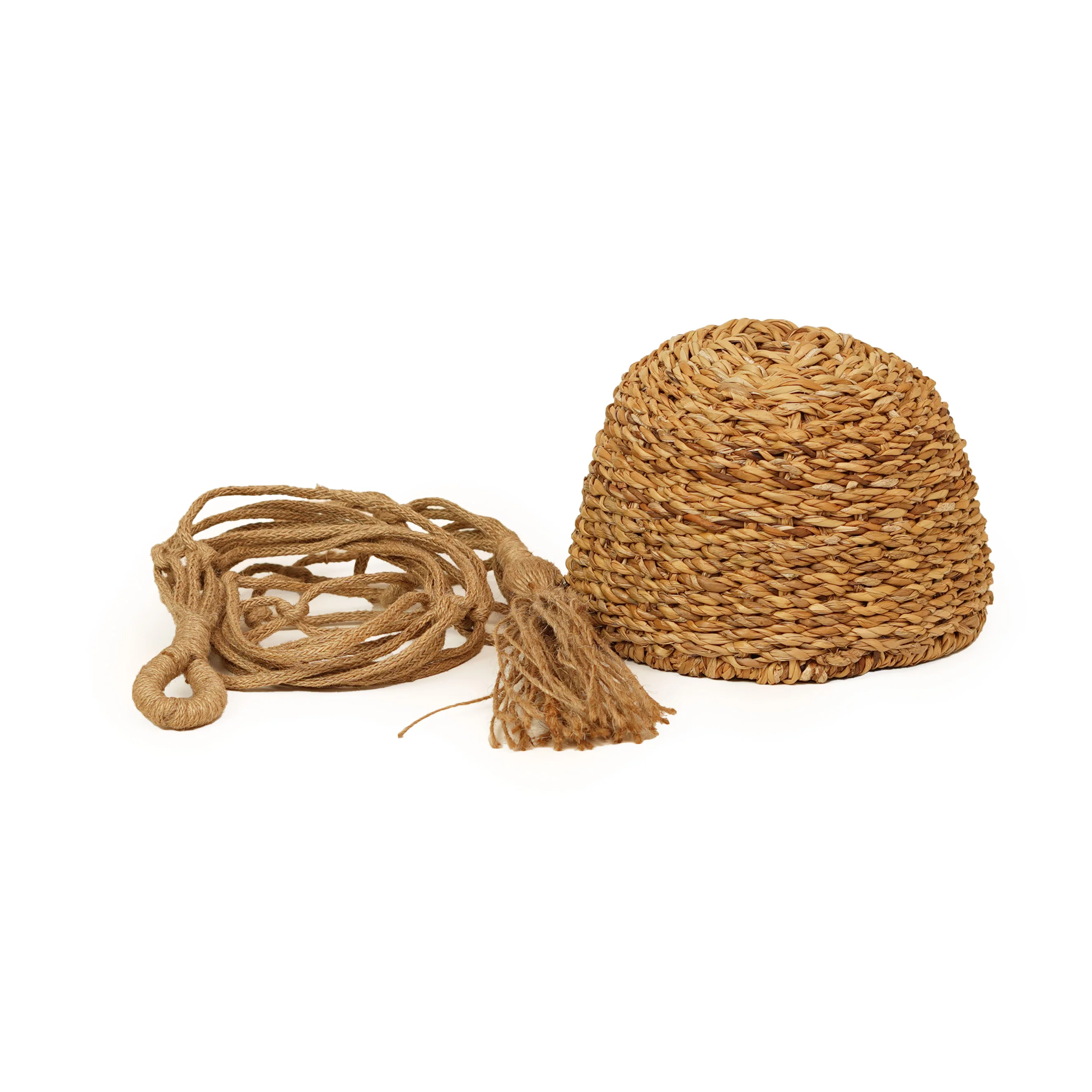 Handwoven Seagrass & Jute Hanging Planter with Natural Finish