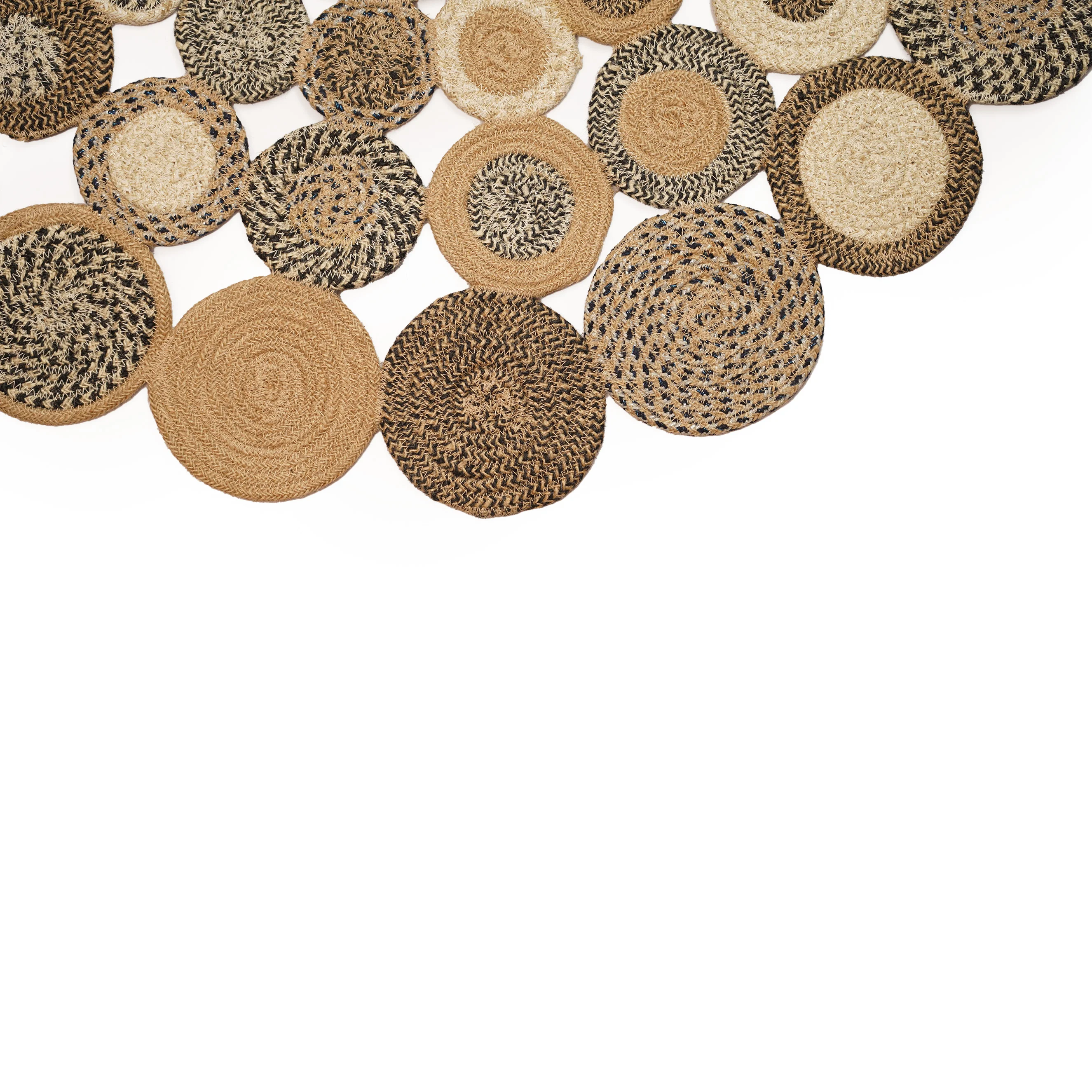 Handcrafted Jute Patchwork Round Rug – Artistic, Eco-Friendly & Statement Décor - Thumbnail 2