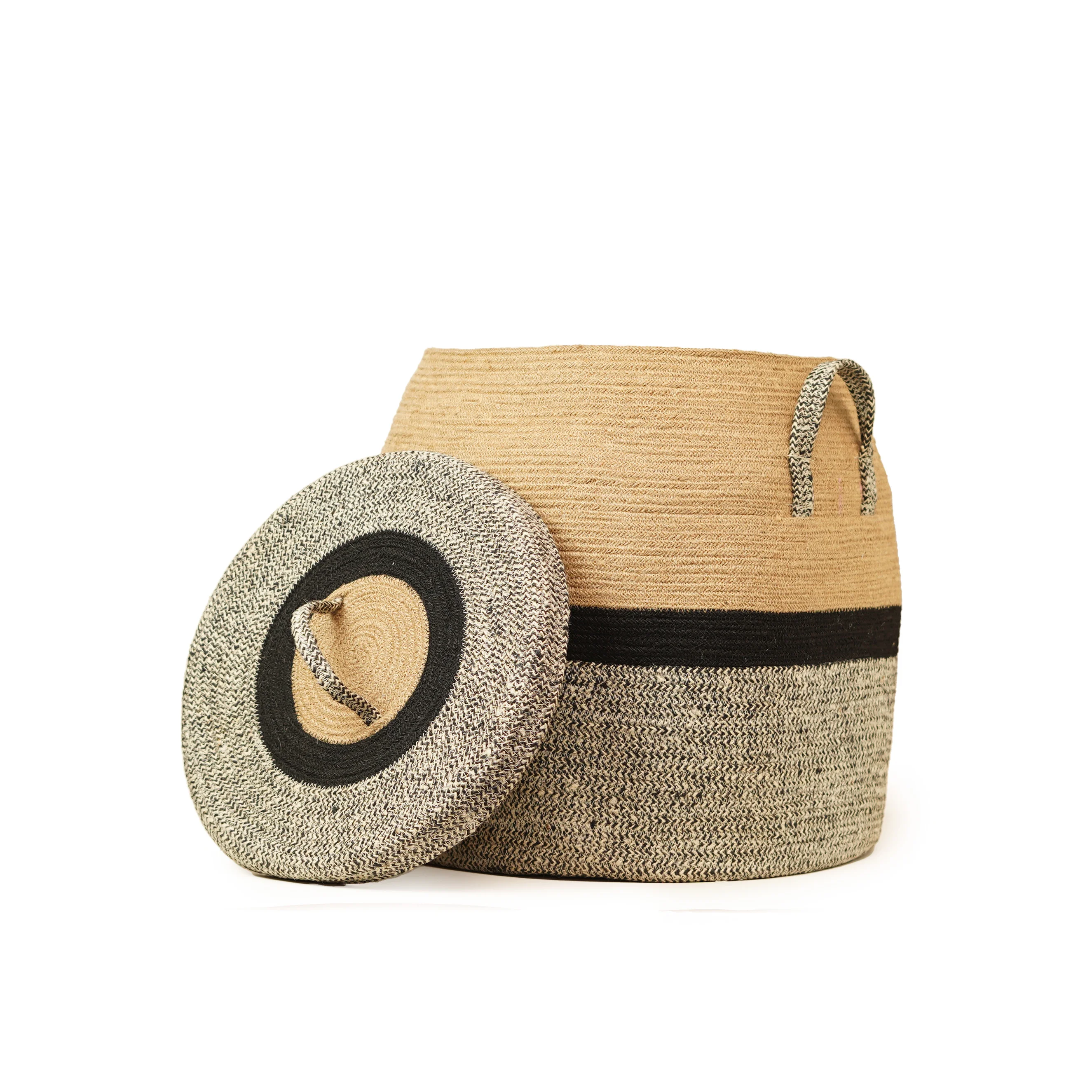 Jute Hamper Basket with Lid