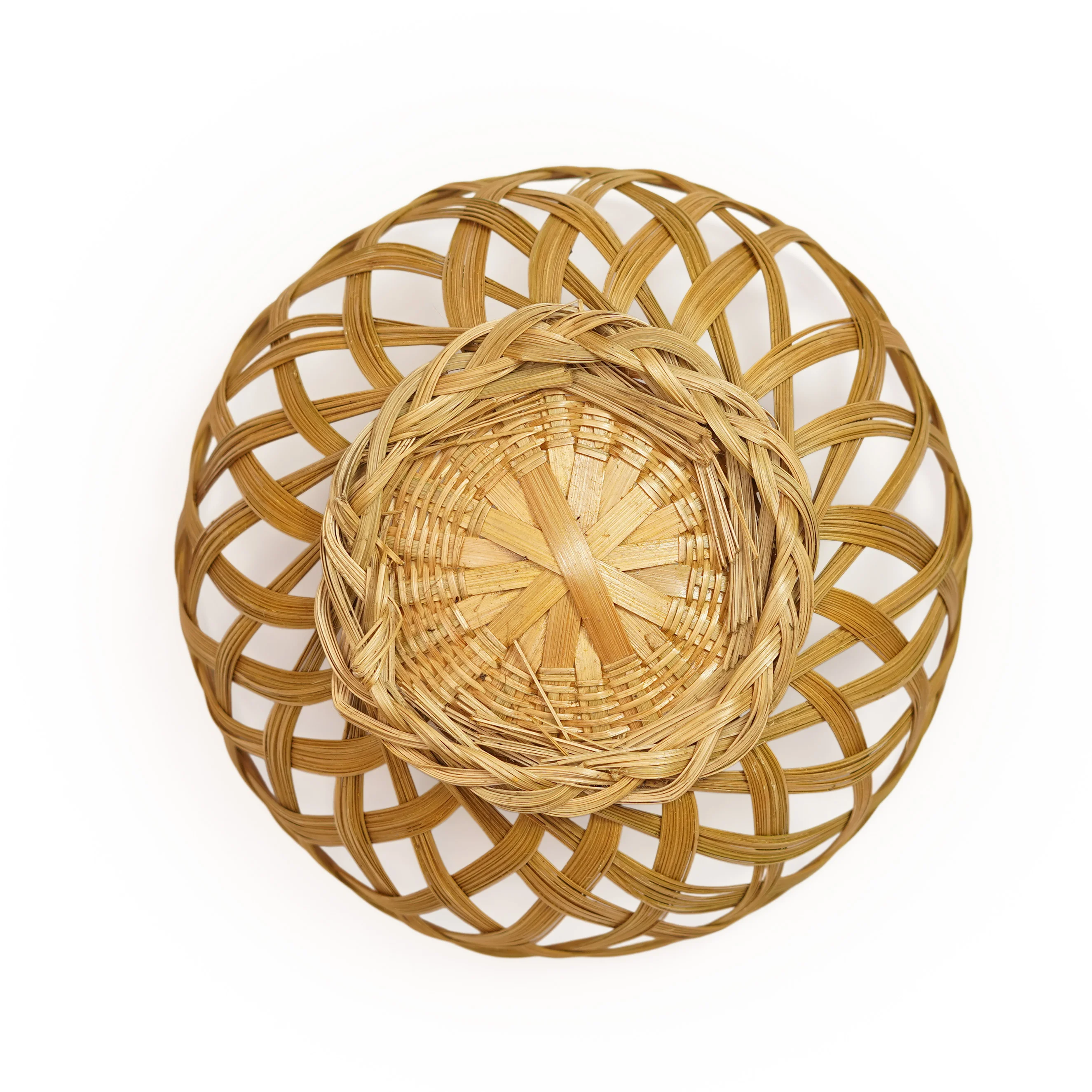 Hand-Woven Round Bamboo Wicker Basket