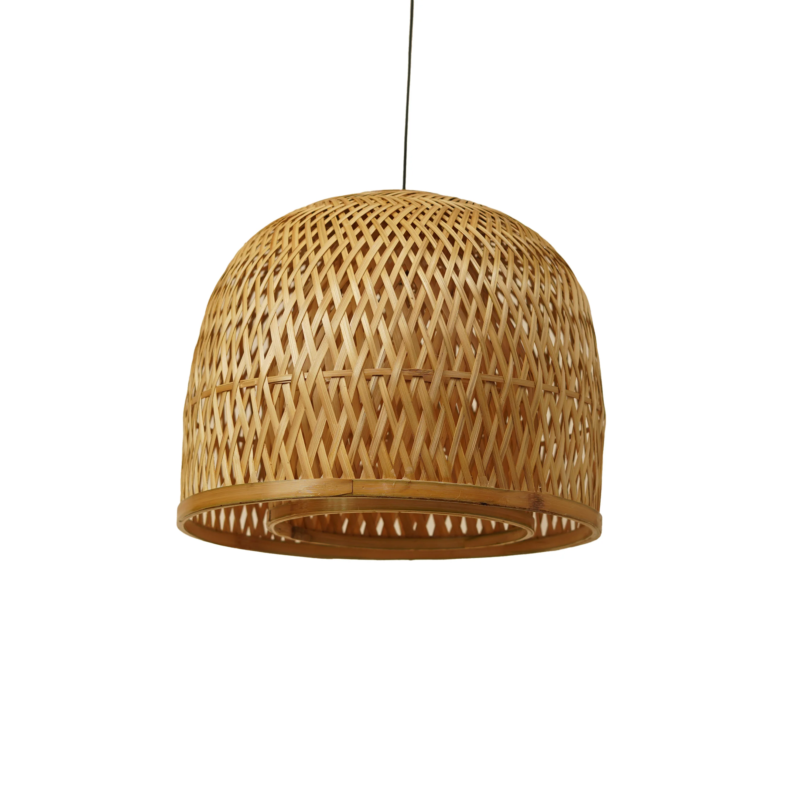 Dome-Shaped Woven Bamboo Pendant Lamp - Thumbnail 2