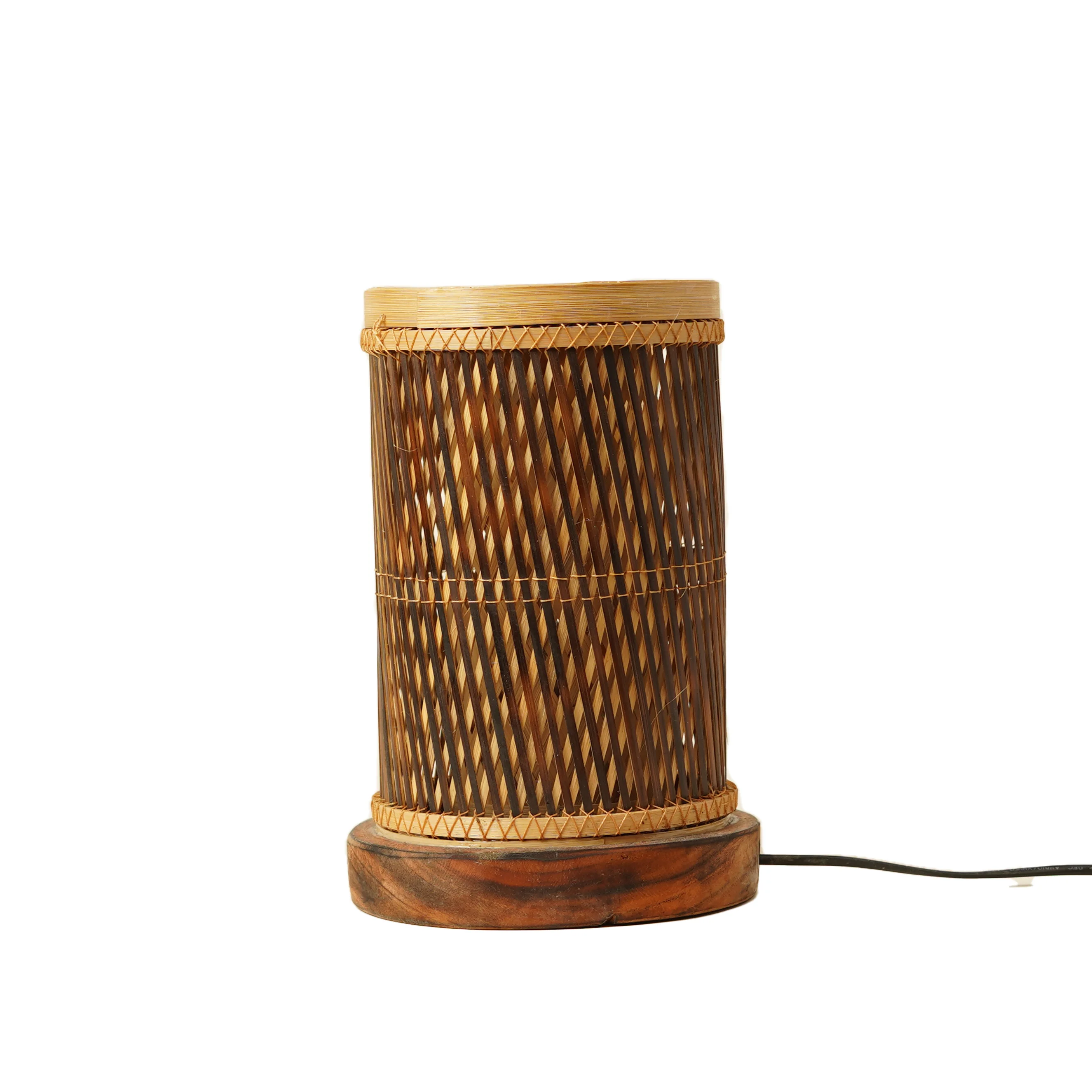 Compact Handcrafted Bamboo Table Lamp - Thumbnail 2