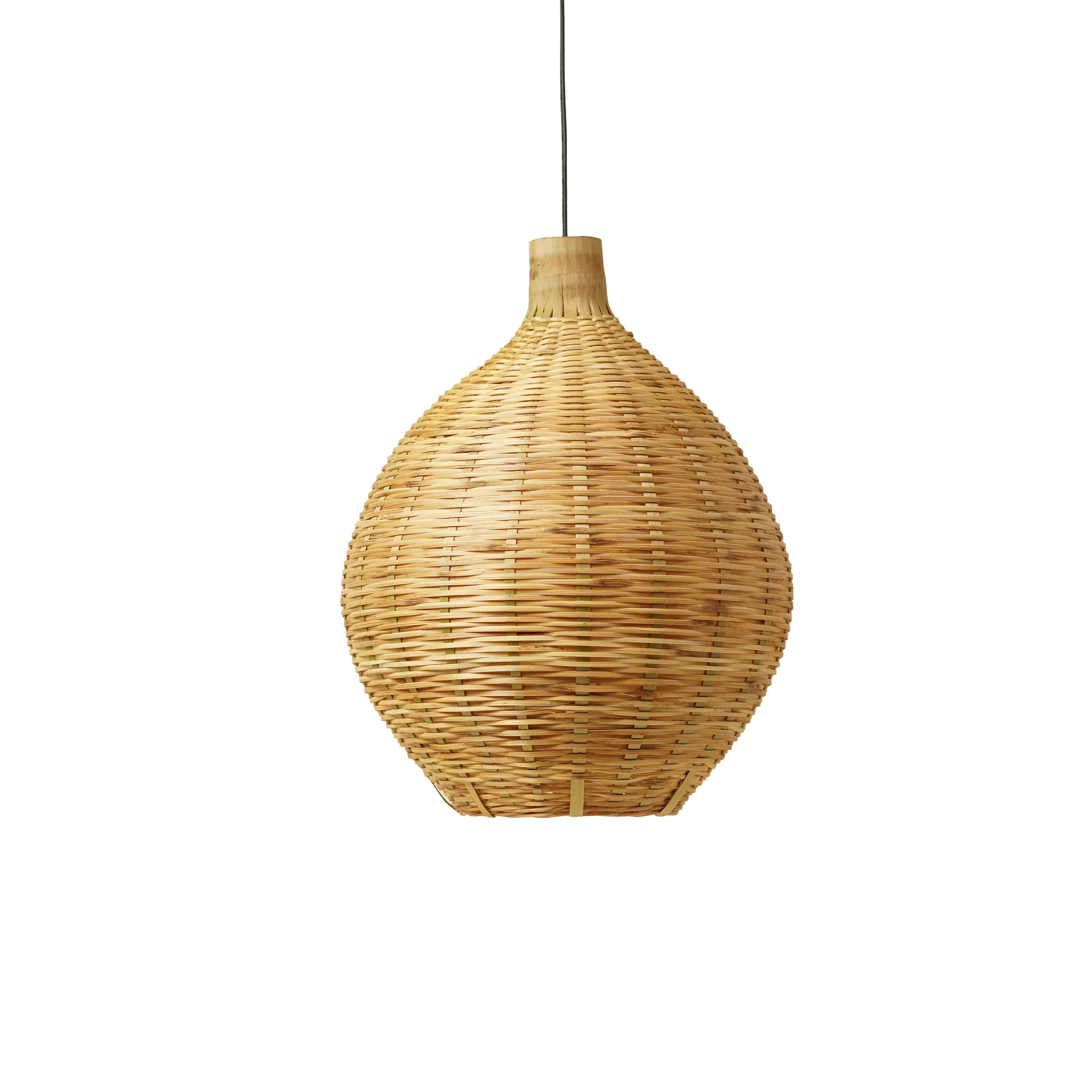 Bamboo Made Ceiling Hanging Lamp -Compact Gourd-Shaped Bamboo Pendant Lamp- Small - Thumbnail 2