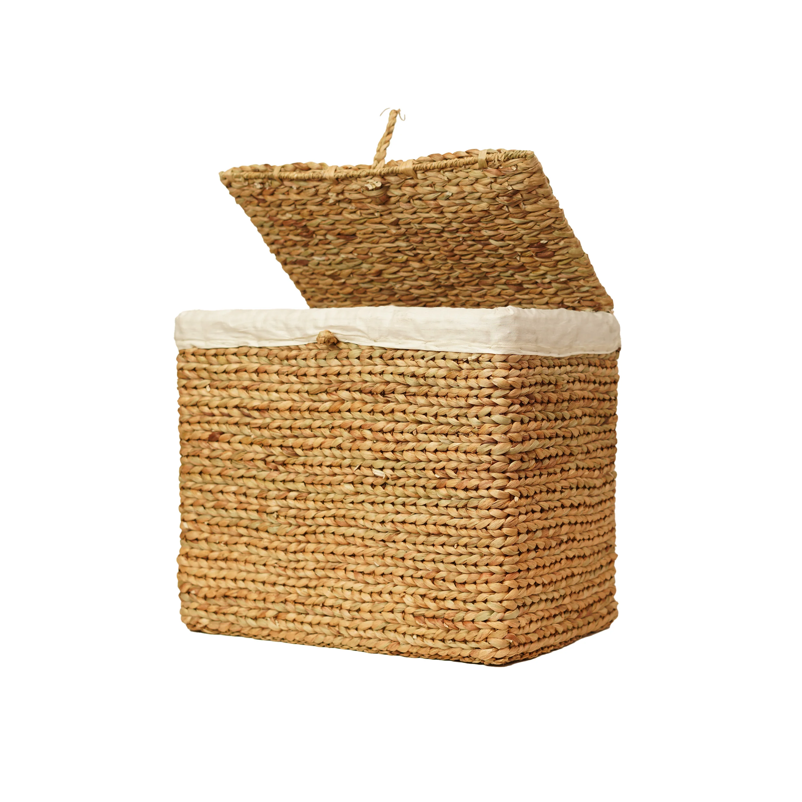 Water Hyacinth Rectangle Hamper Basket - Thumbnail 2