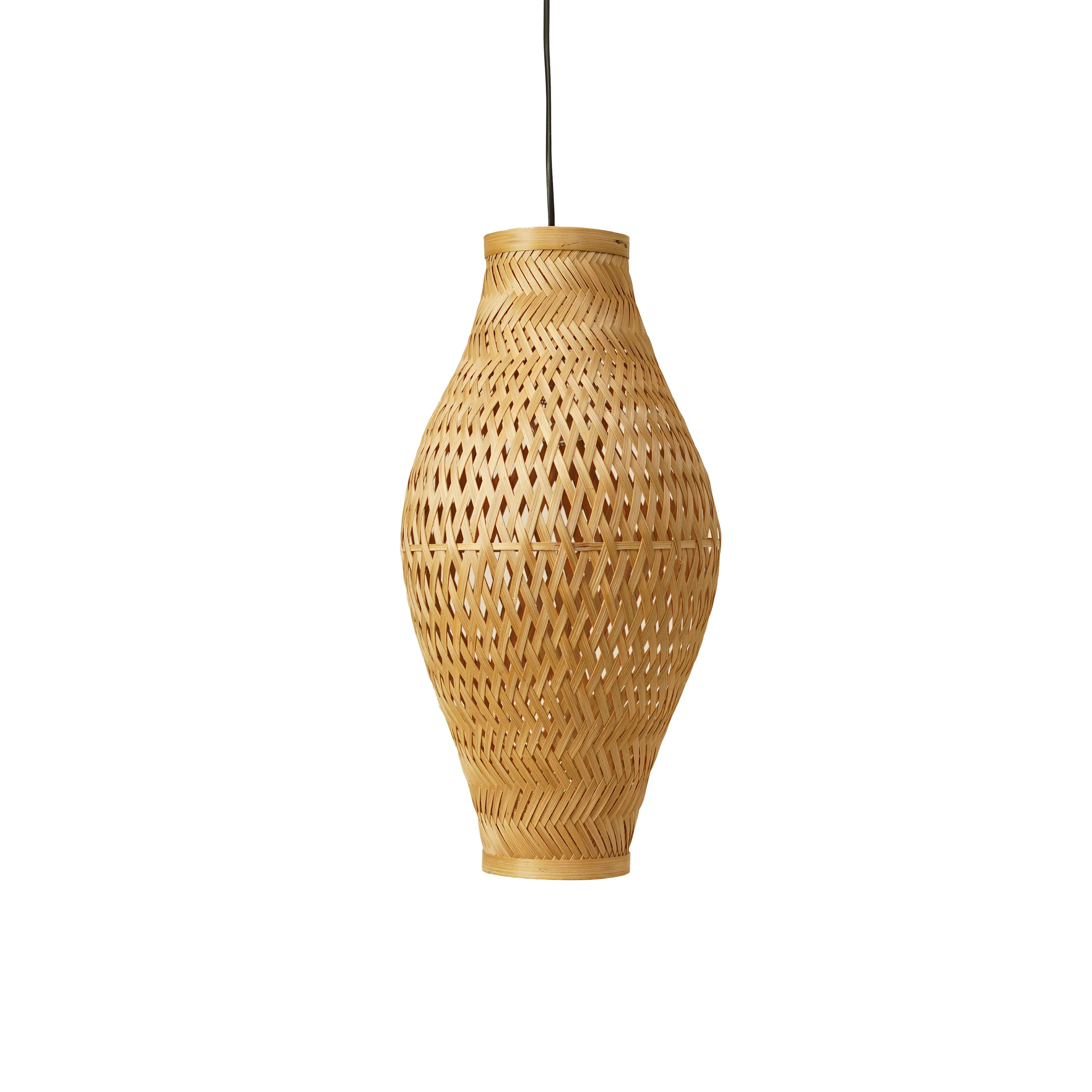 Vase-Shaped Woven Bamboo Pendant Lamp Shade