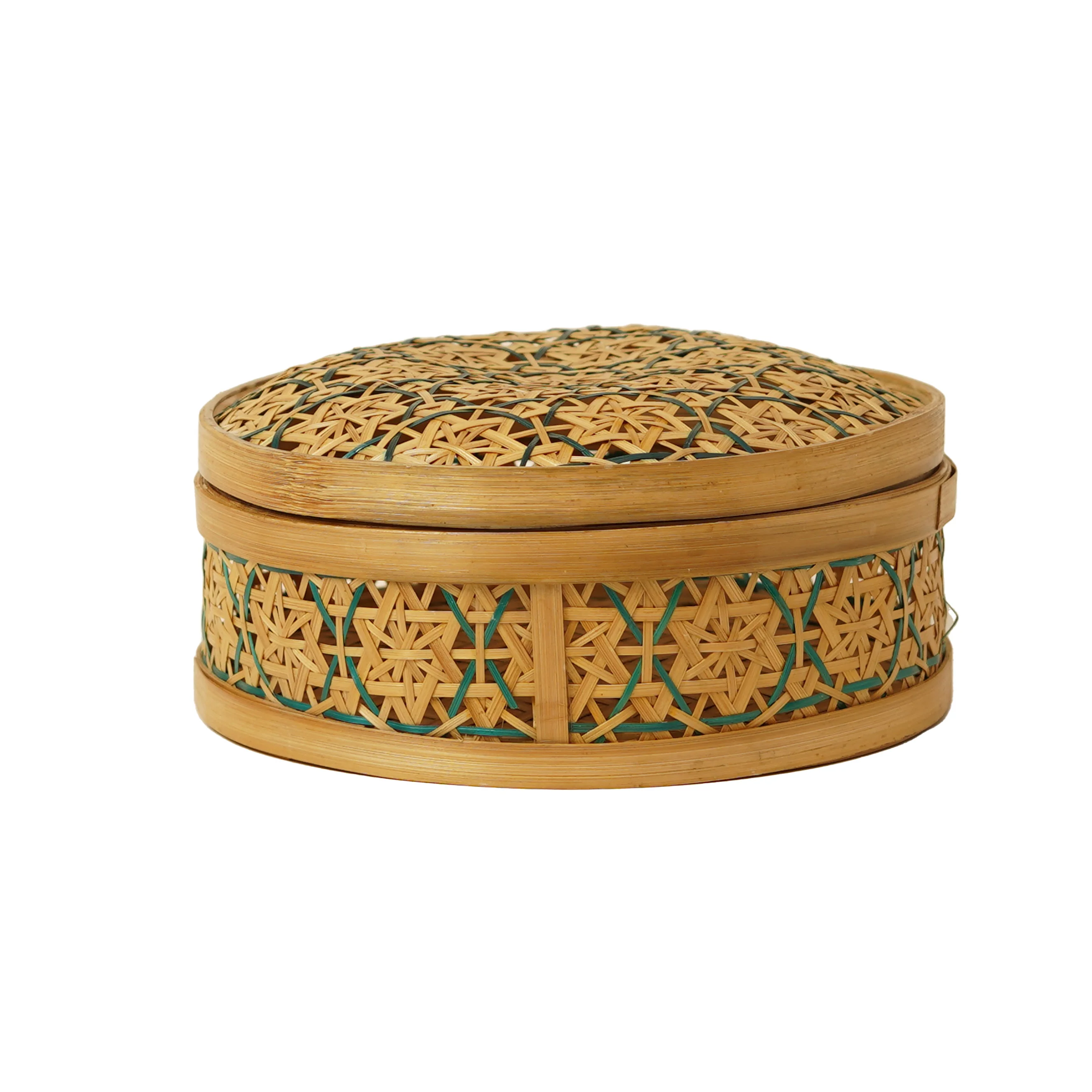 Natural & Green Dual-Tone Bamboo Multipurpose Box with Lid - Thumbnail 2