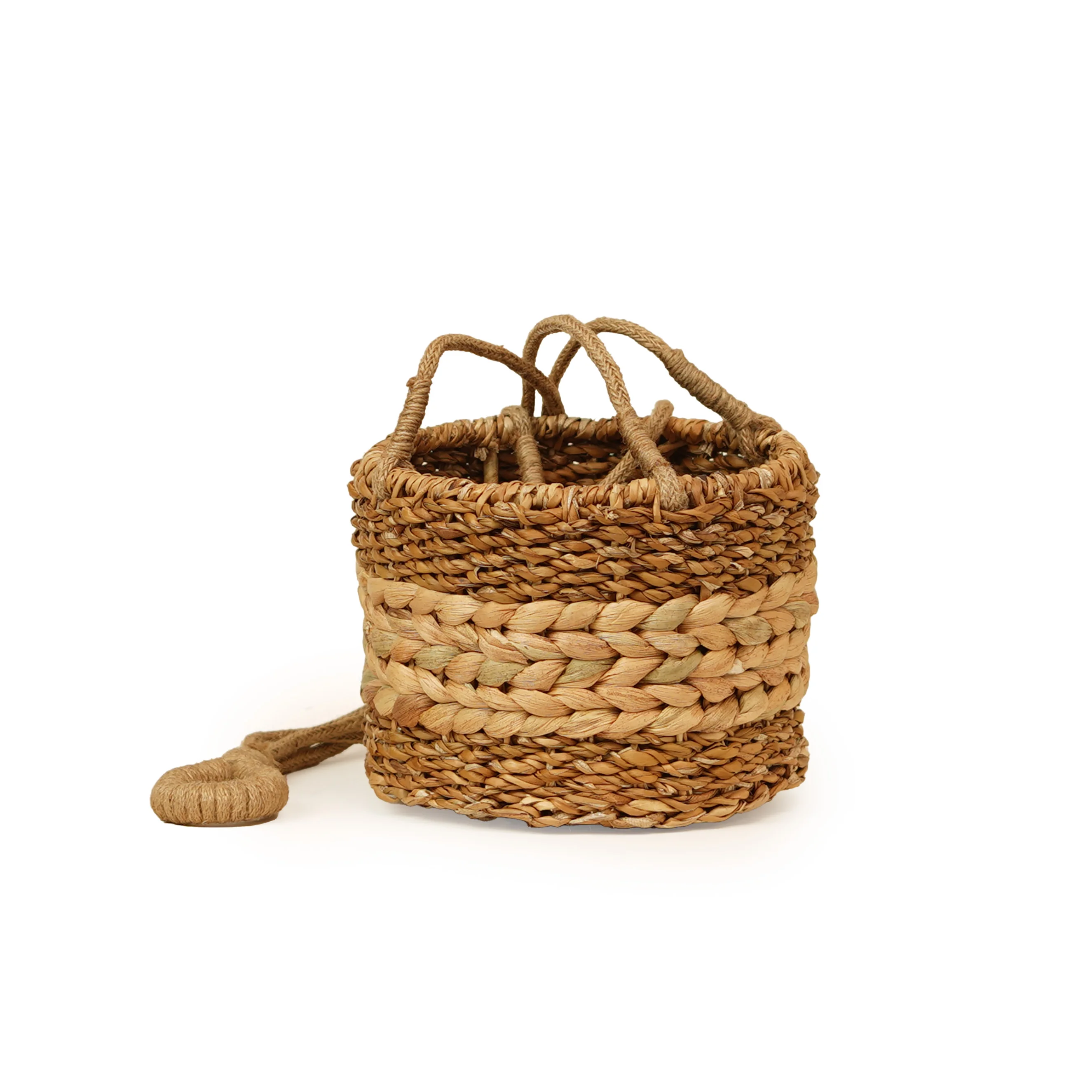 Handwoven Seagrass & Water Hyacinth Planter with Jute Hanging Rope - Thumbnail 2