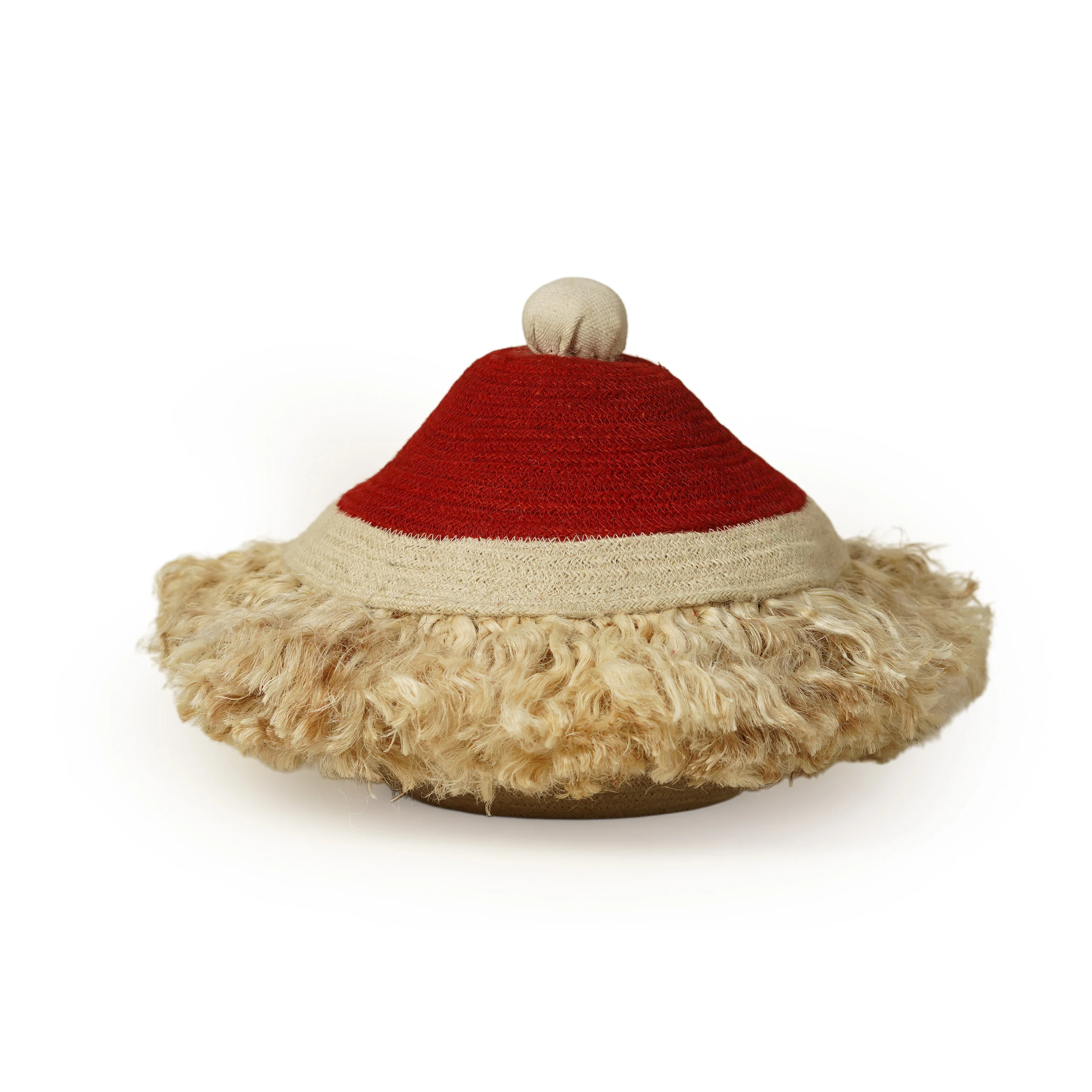 Jute Smiley Storage Basket with Lid - Thumbnail 3