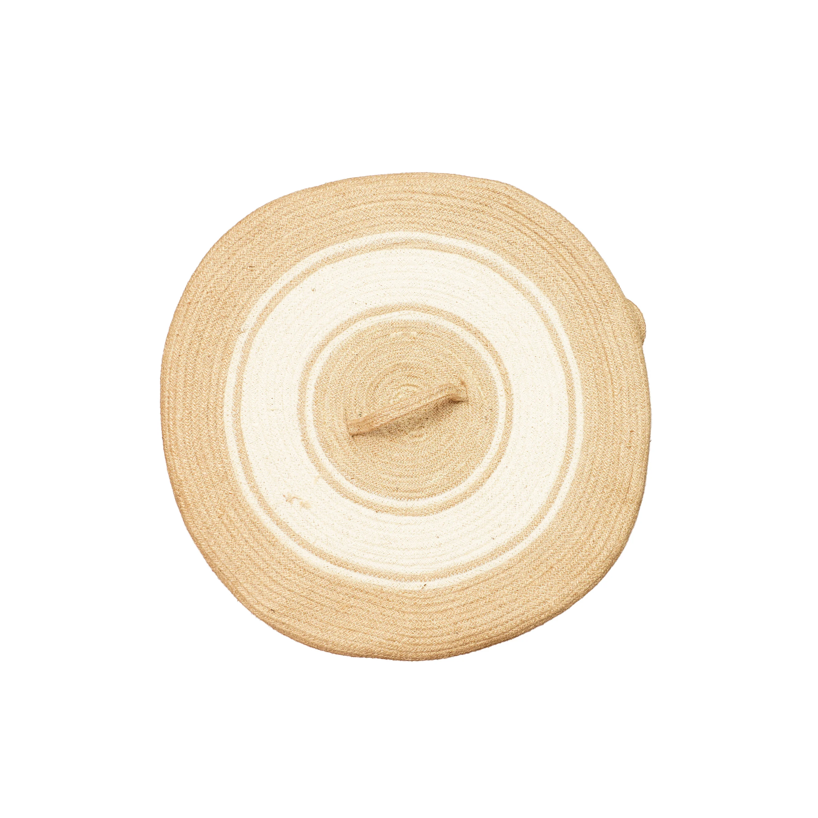 Jute Hamper Round Basket with Lid - Thumbnail 3