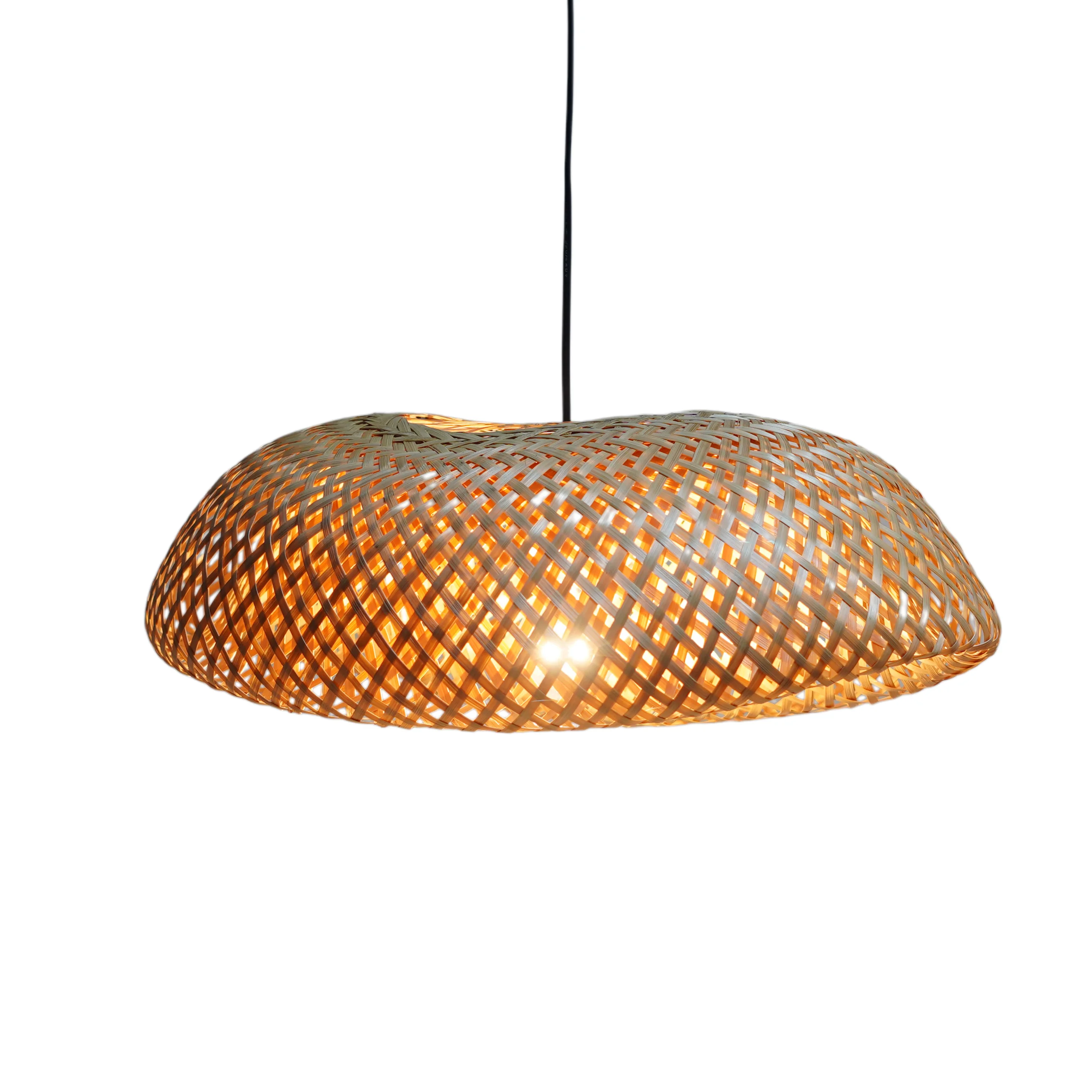 Handcrafted Woven Bamboo Pendant Lamp Shade - Thumbnail 2