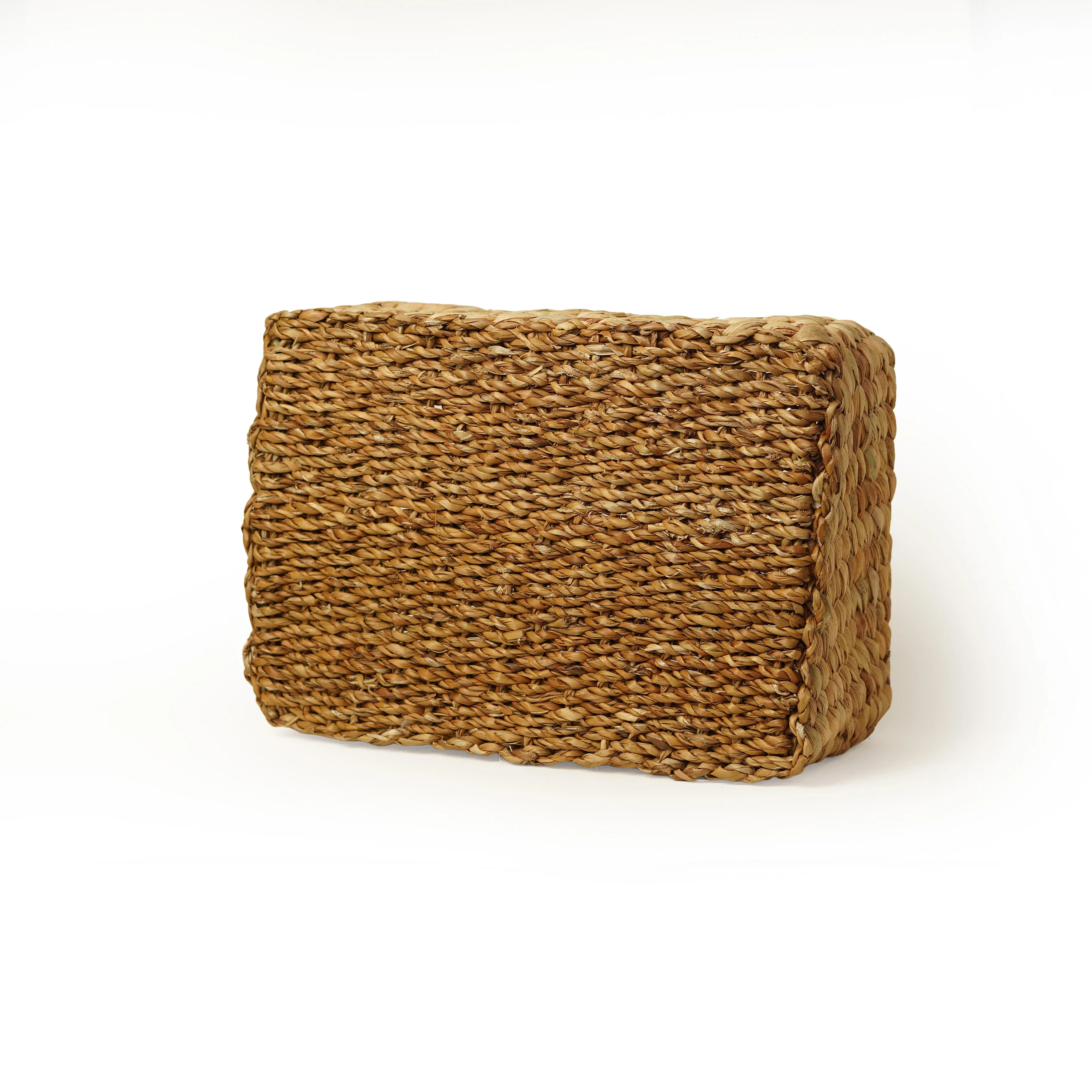 Handwoven Rectangular Basket in Water Hyacinth with Seagrass-High - Thumbnail 3