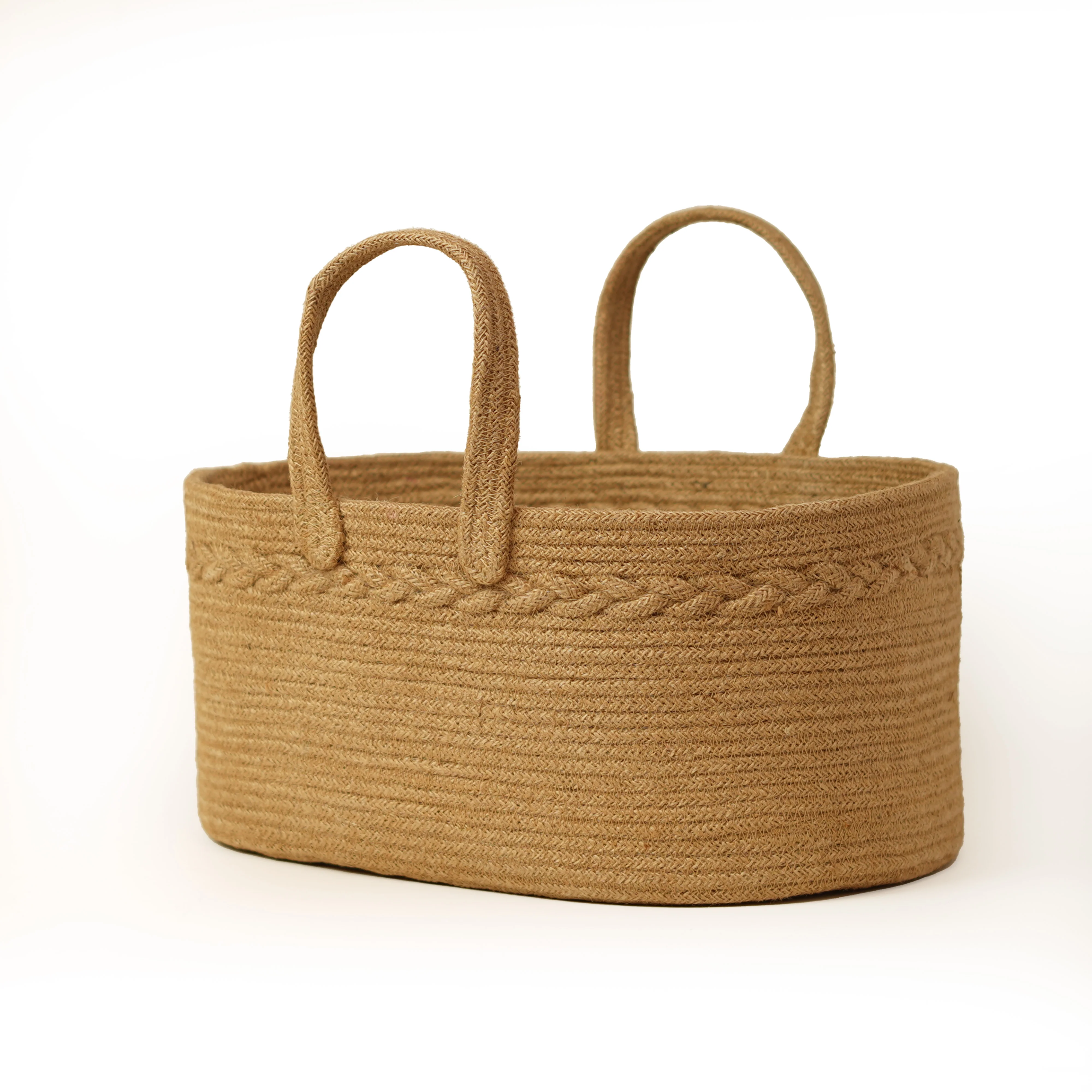 Jute Oval Storage Basket with Handle