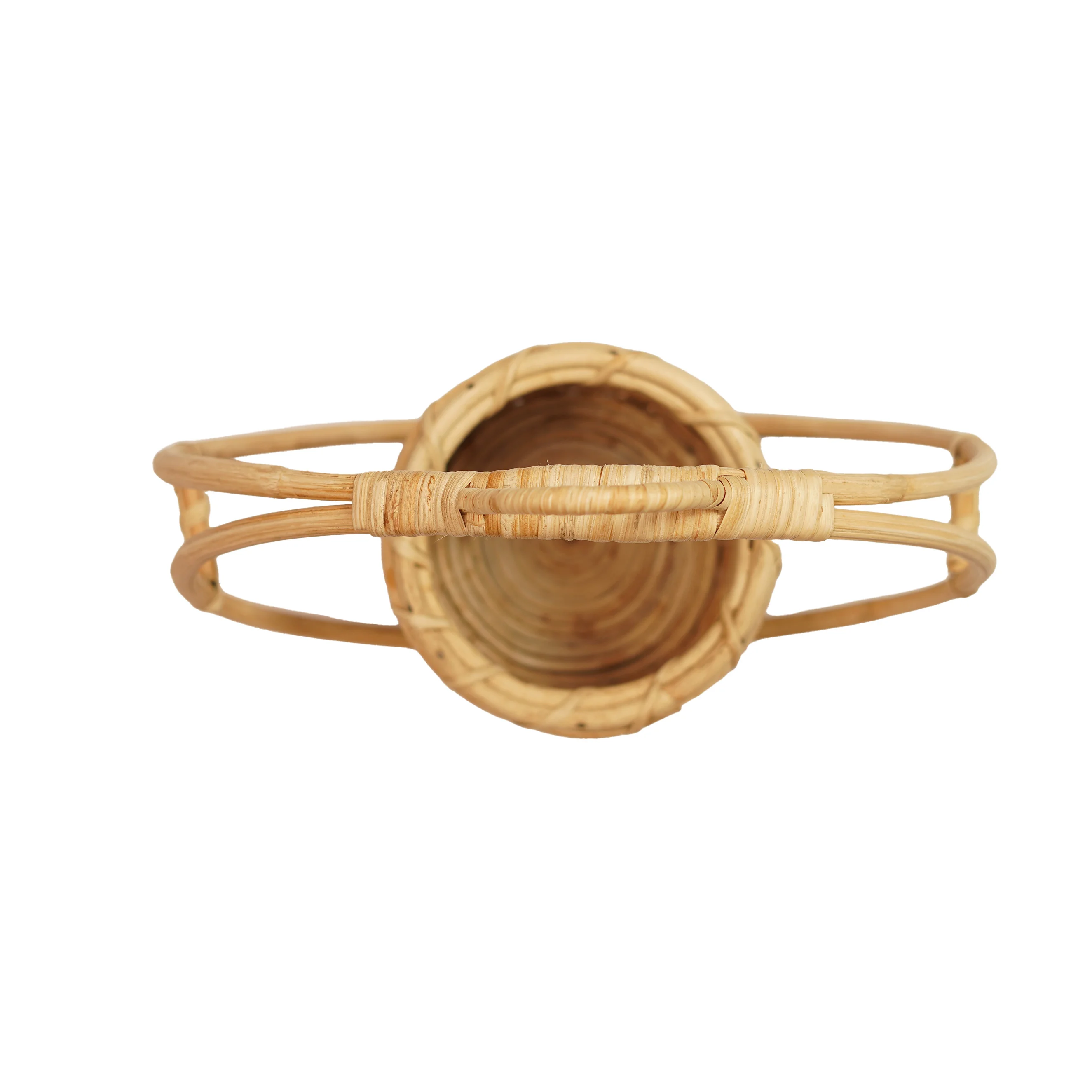 Handcrafted Cane Rattan Indoor Planter with Handle - Thumbnail 2