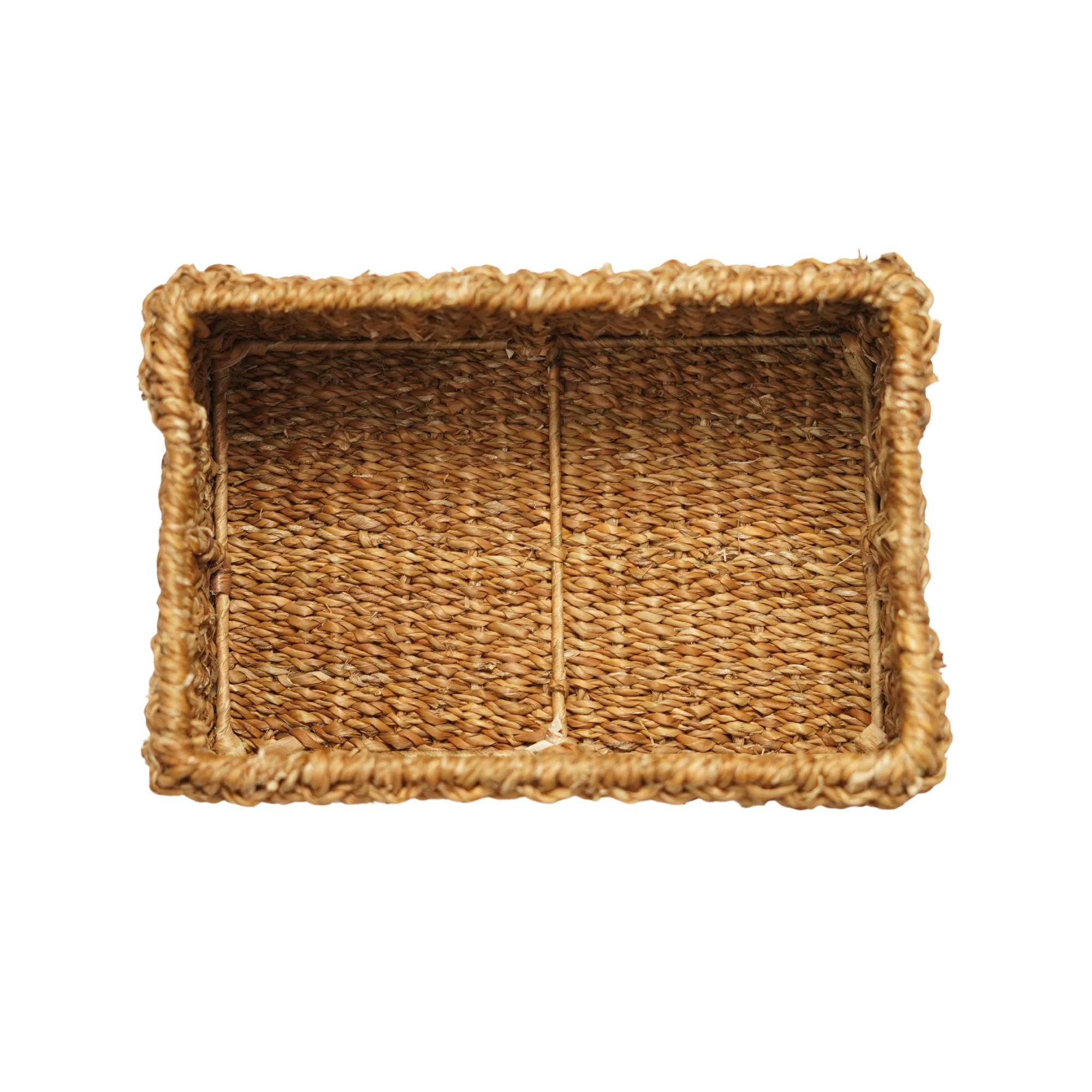 Rectangular Seagrass Basket with Integrated Handles - Thumbnail 2