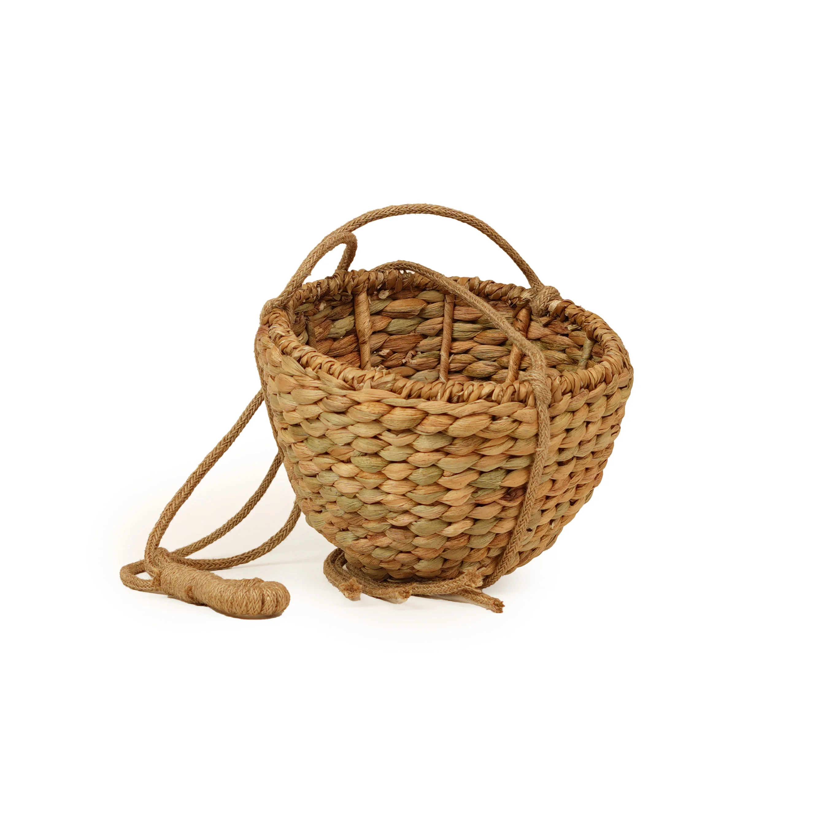 Handwoven Water Hyacinth Hanging Planter with Seagrass & Jute Rope - Thumbnail 2