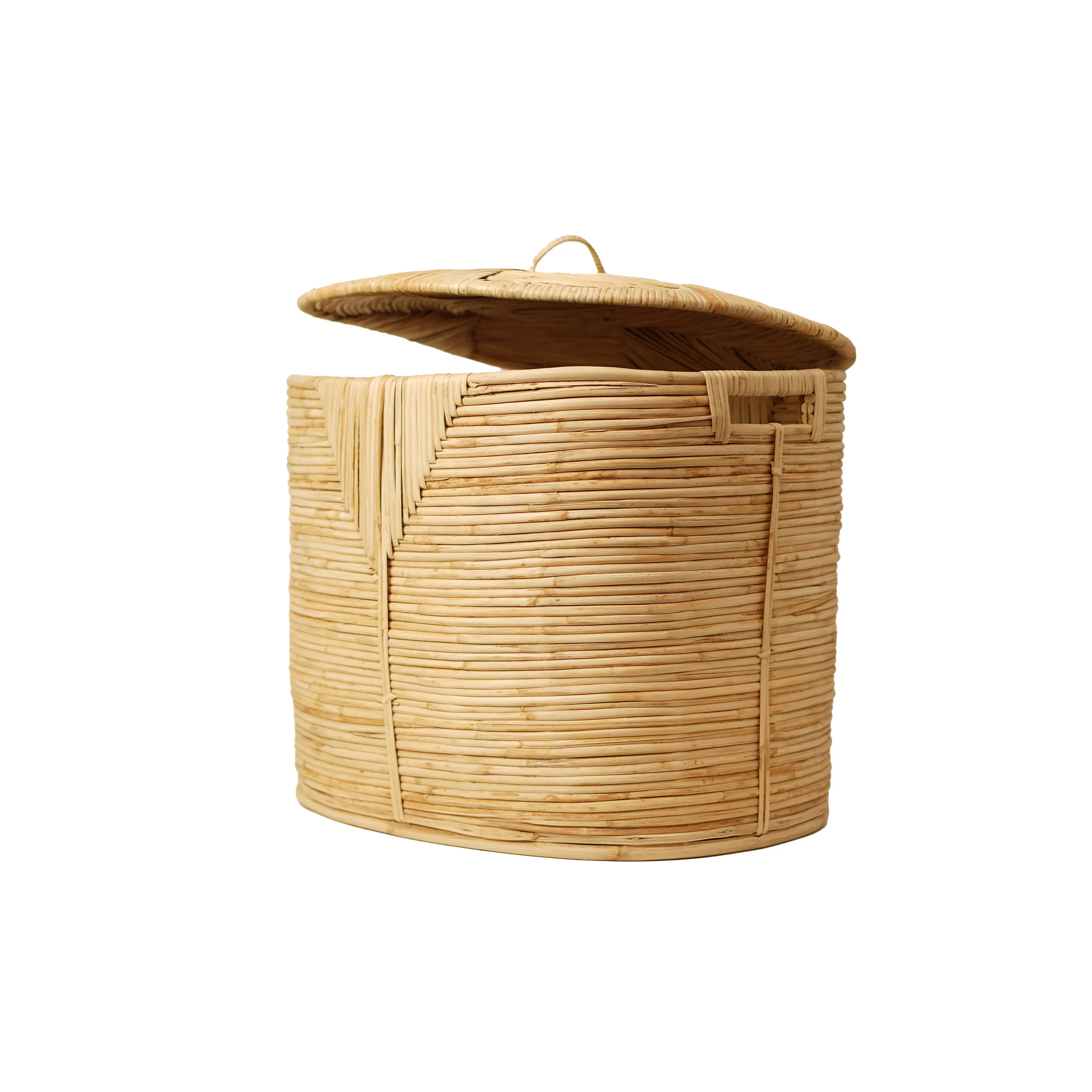 Premium Oval Rattan Hamper Basket with Lid