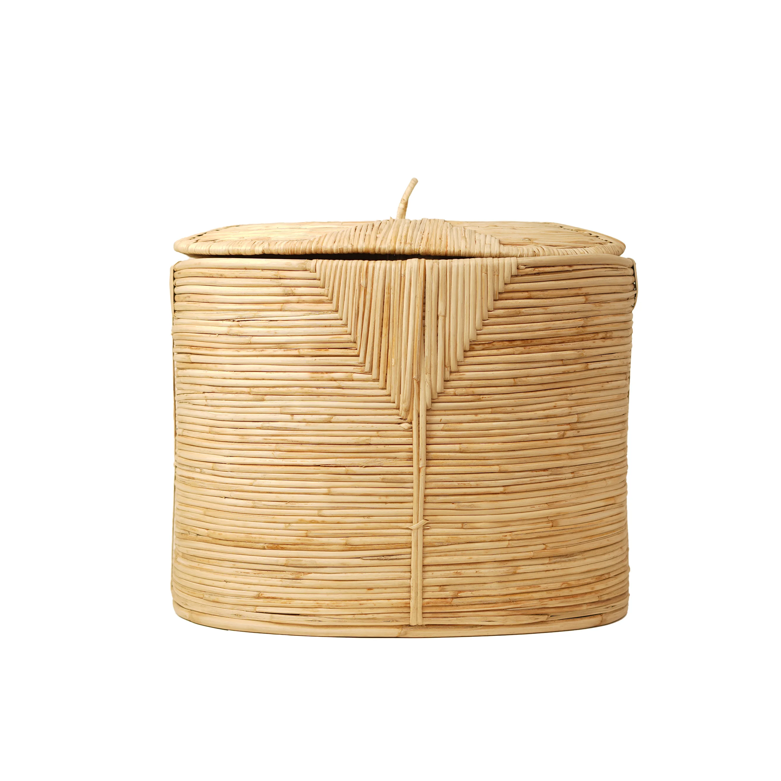 Premium Oval Rattan Hamper Basket with Lid