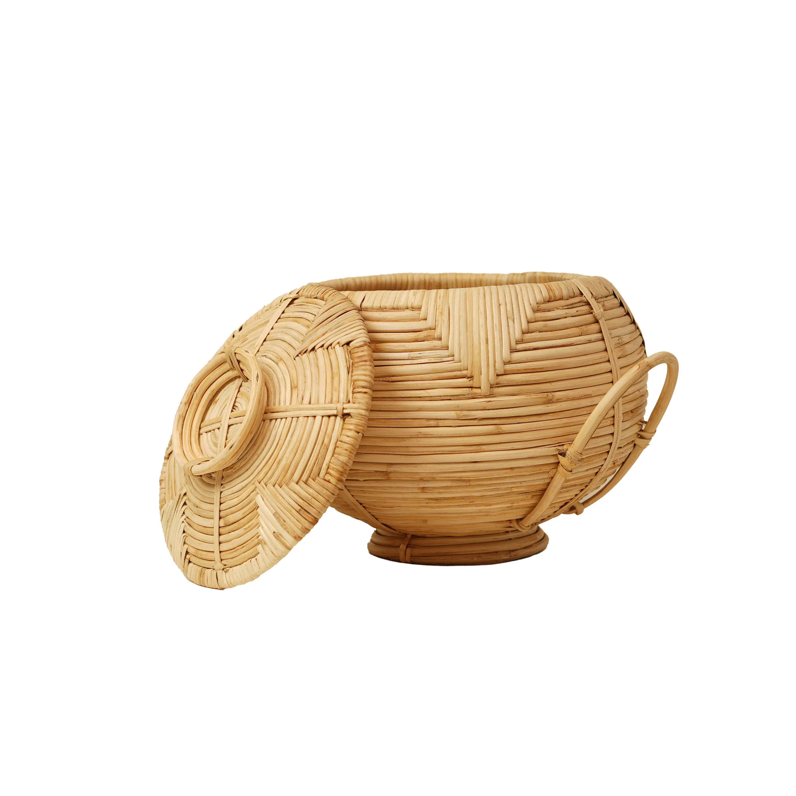 Cane (Rattan) Fruit Basket with Lid- Small