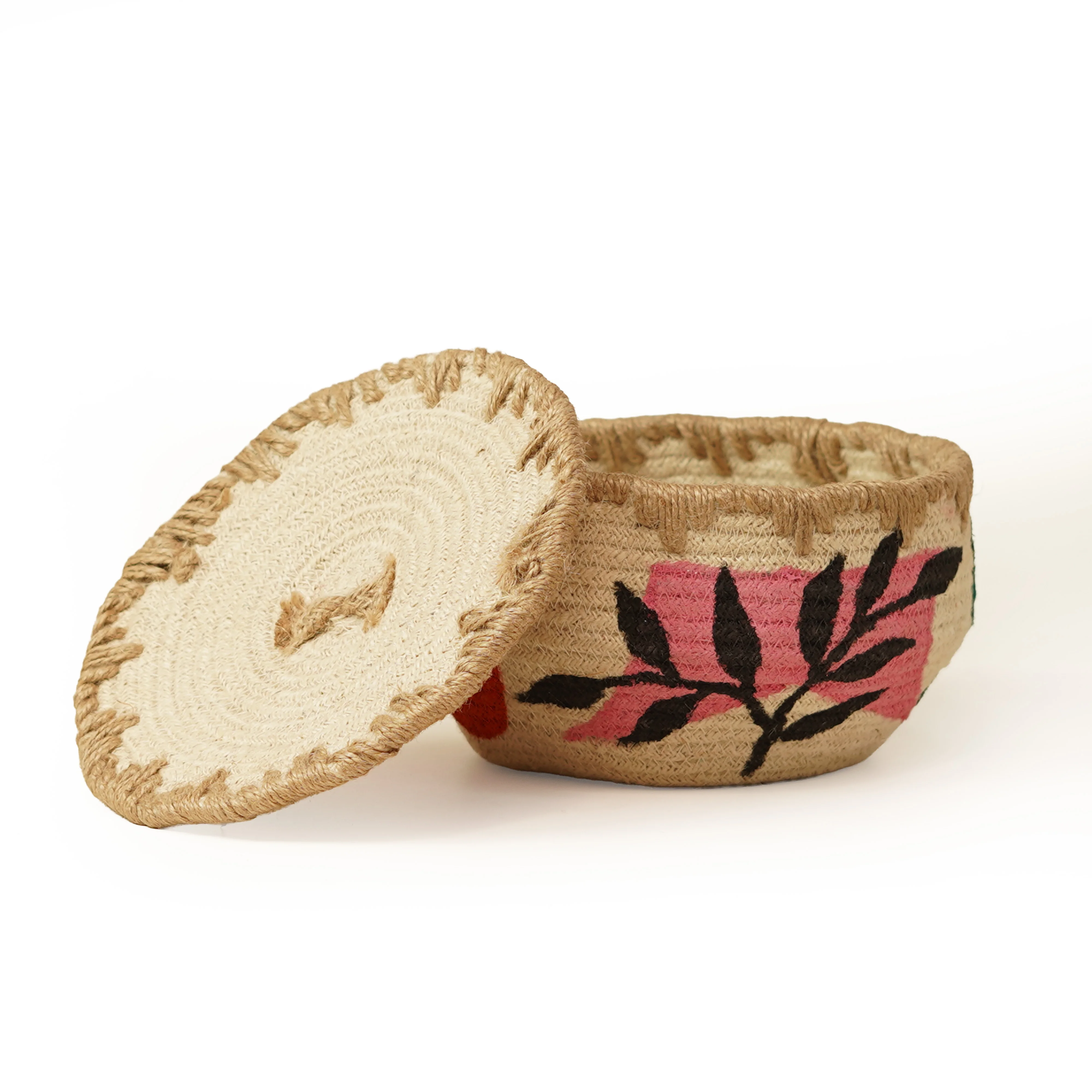 Jute Ornaments Box, Decorative Storage Box with Lid - Thumbnail 3