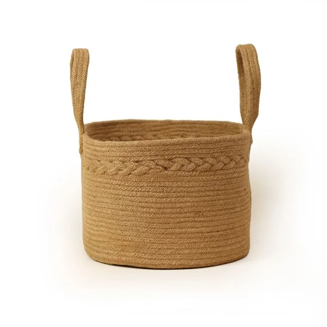 Jute Oval Storage Basket with Handle - Thumbnail 4