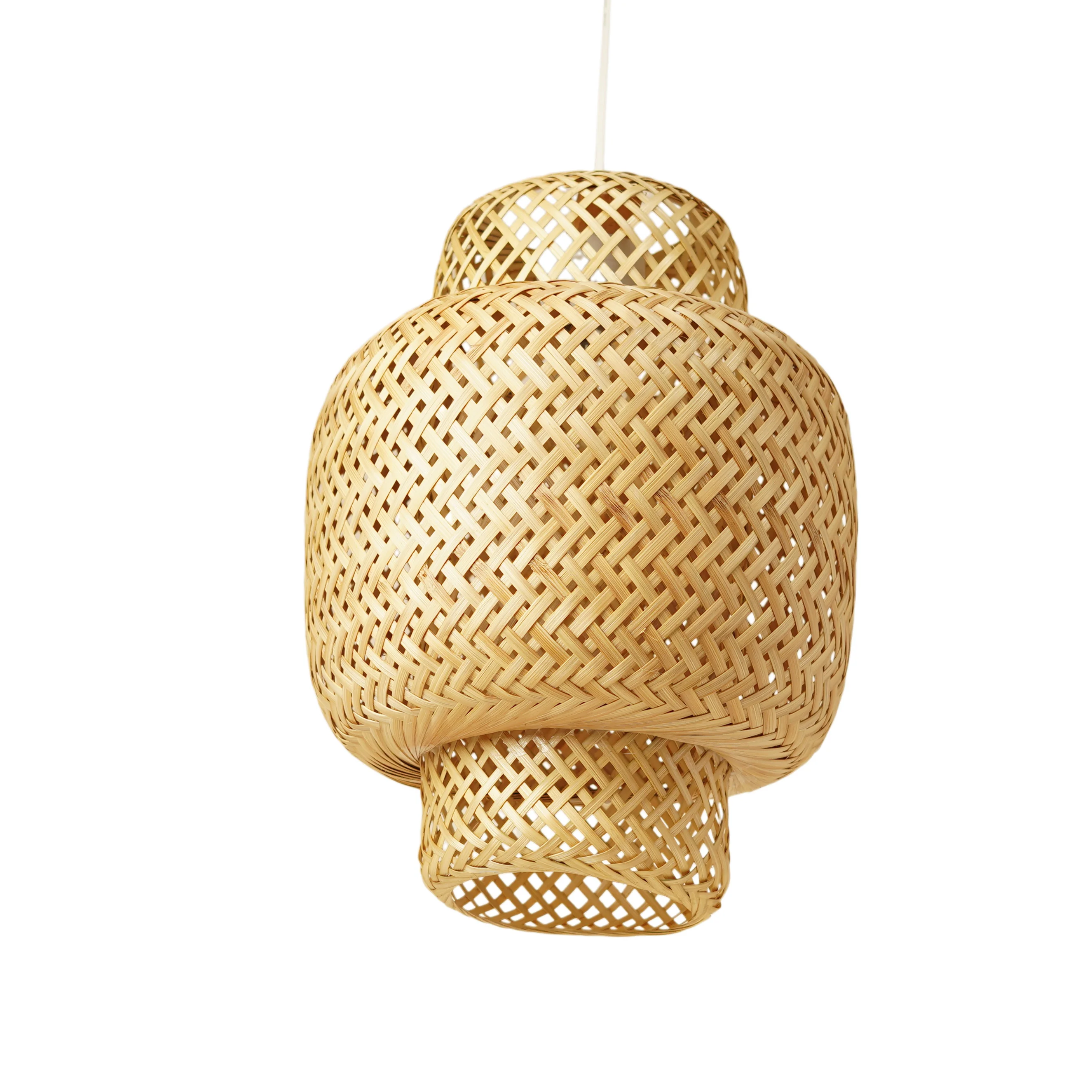 Handwoven Bamboo Pendant Lamp Shade with Layered Structure – Decorative Ambient Lighti - Thumbnail 2