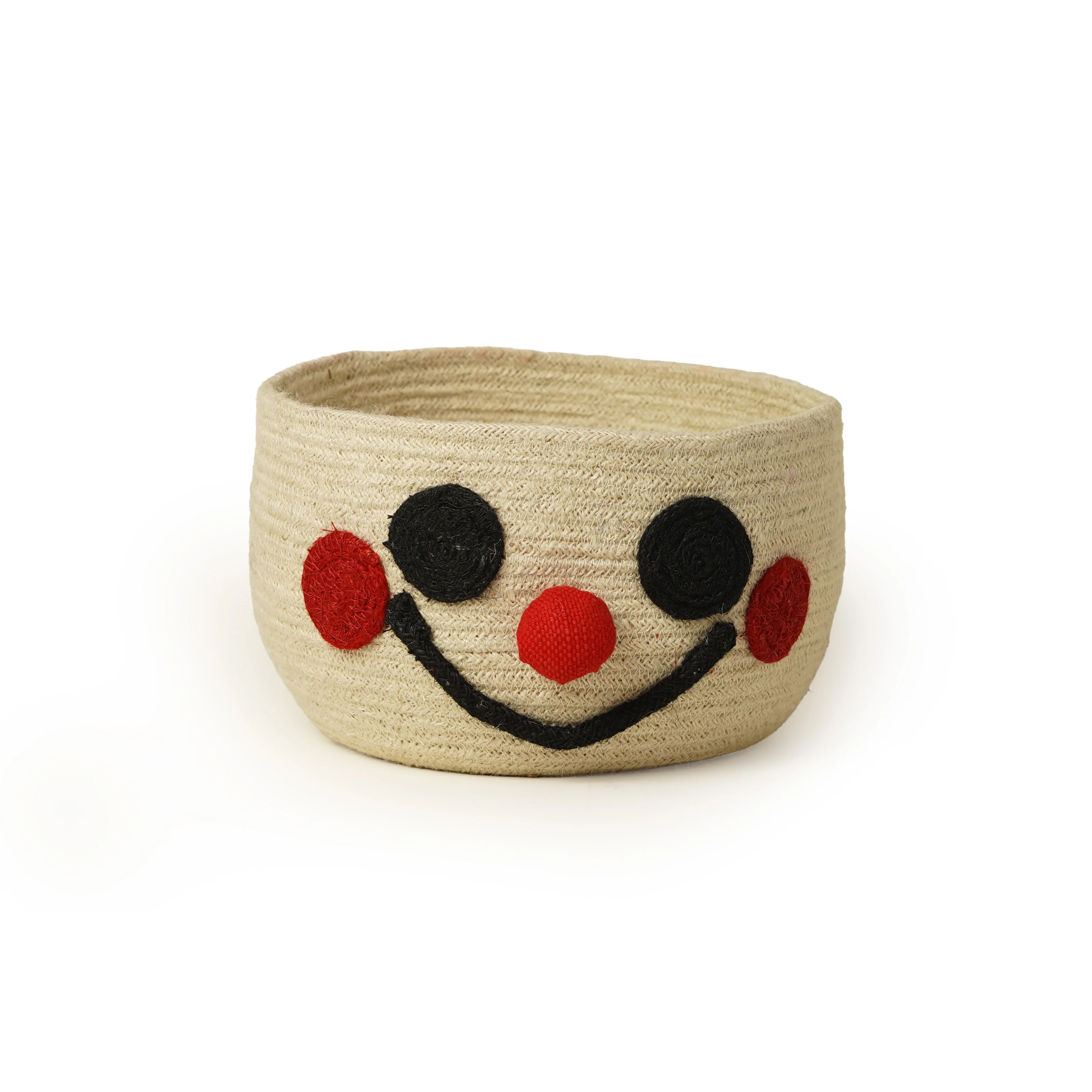 Jute Smiley Storage Basket with Lid - Thumbnail 2