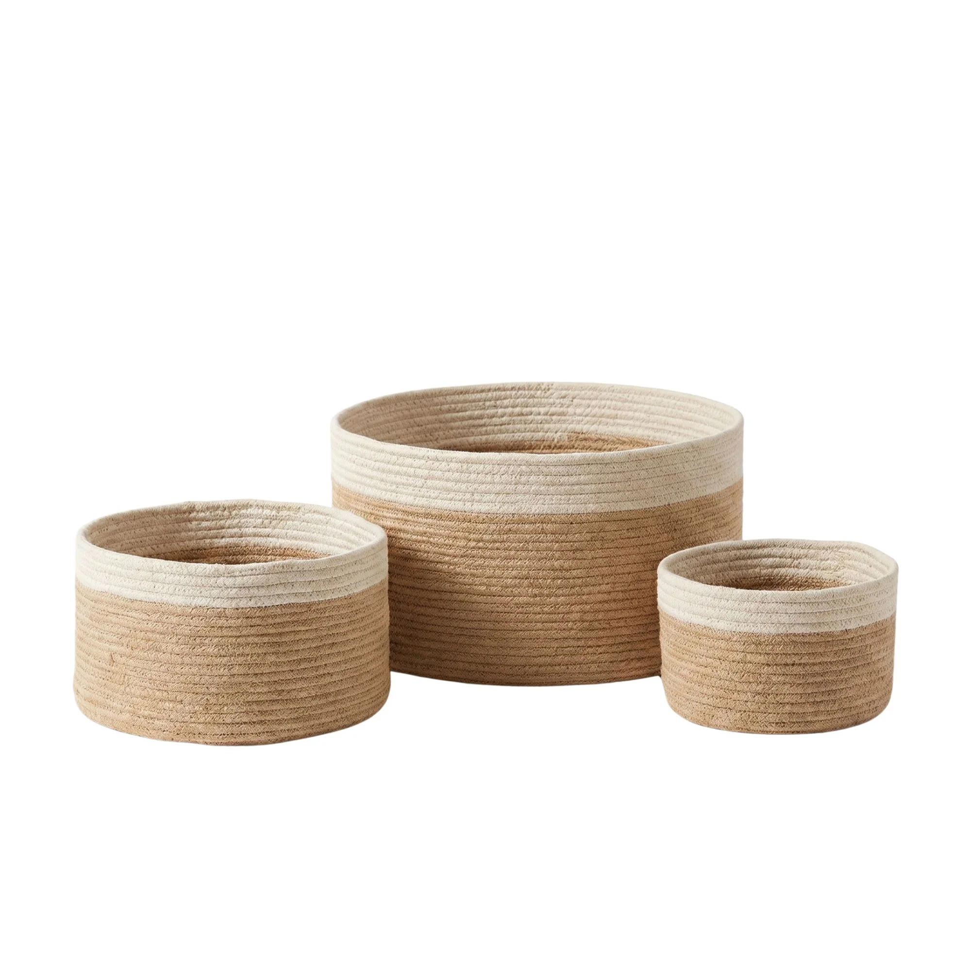 Handwoven Jute Planter Basket Set (3 pcs) with Inner Lining & Unique Shape