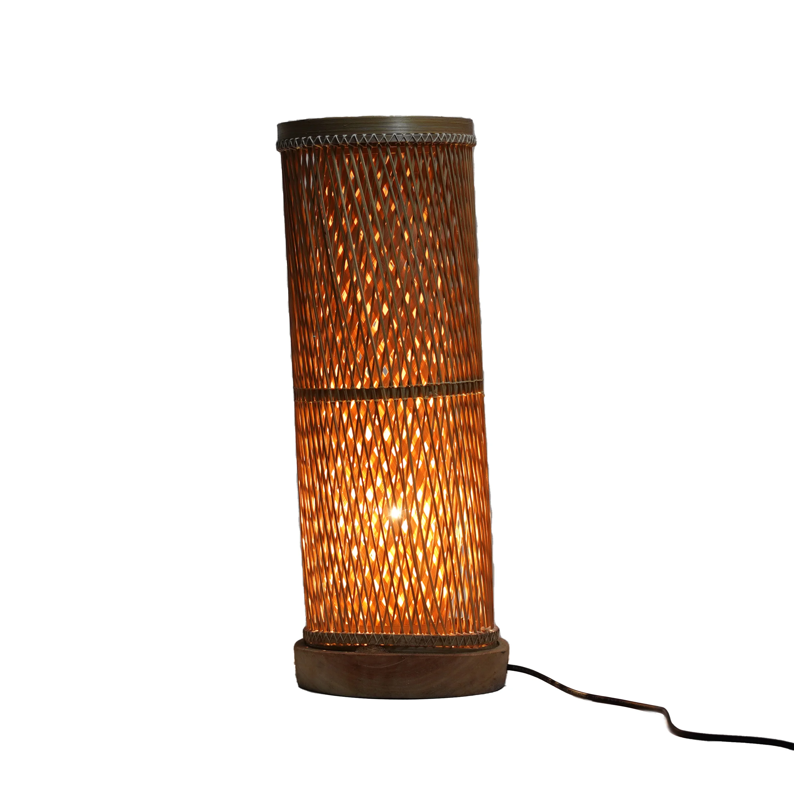 Tall Handcrafted Bamboo Table Lamp - Big - Thumbnail 1