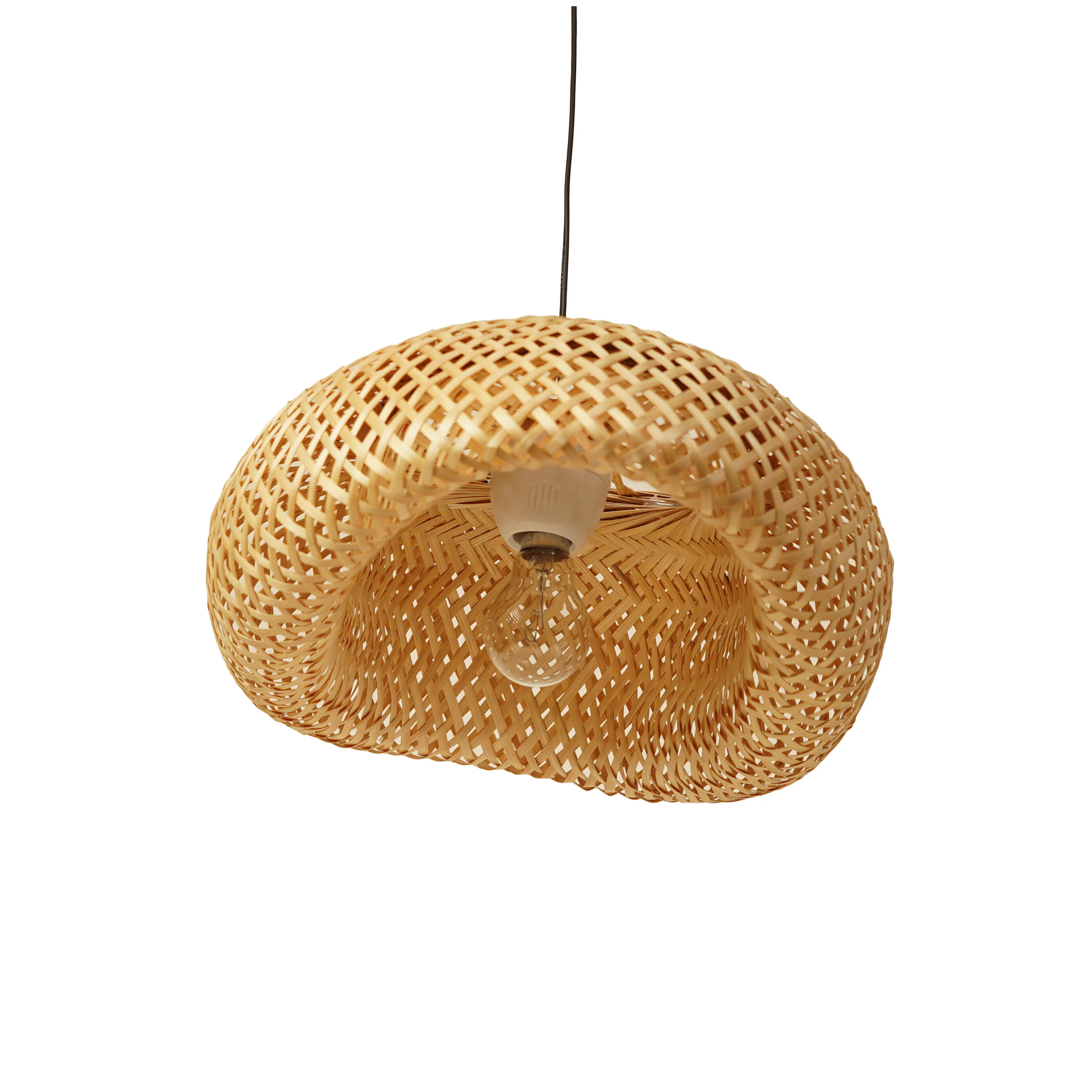 Handcrafted Woven Bamboo Pendant Lamp Shade - Thumbnail 3