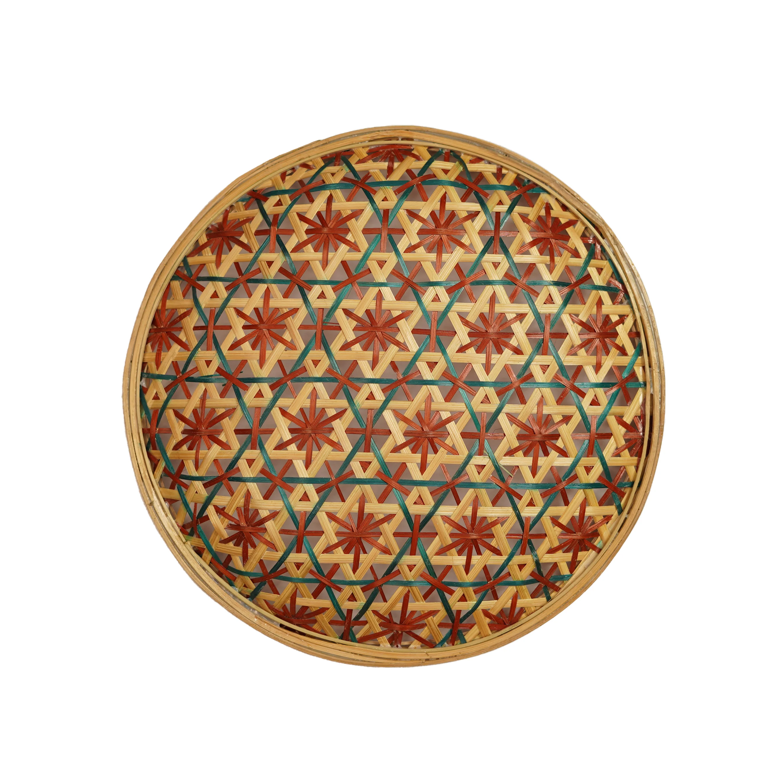 Multi-Color Floral/Star Bamboo Multipurpose Box with Lid
