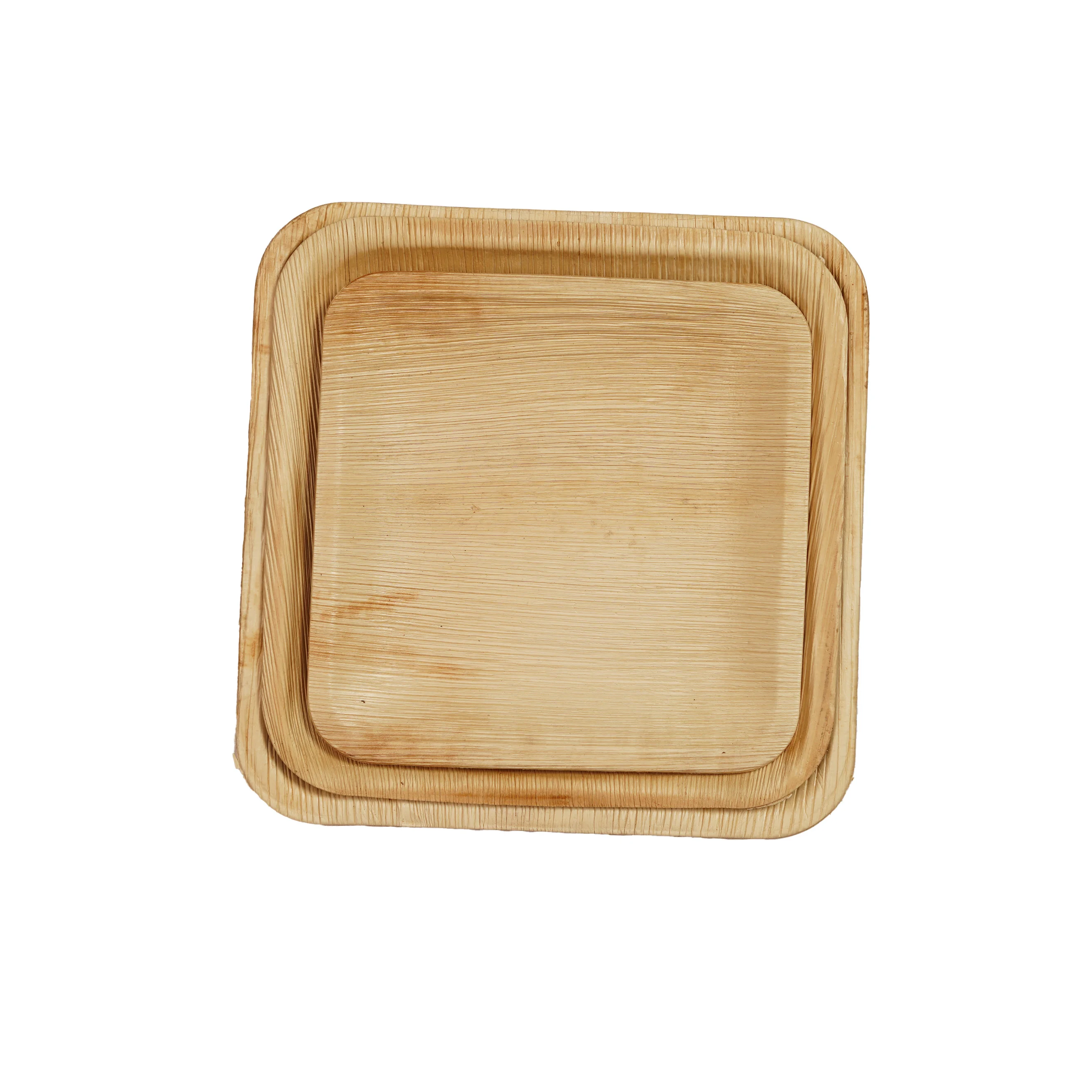 Eco-Friendly Areca Leaf Square Plate Set (4 Sizes) – Biodegradable & Sustainable Tableware