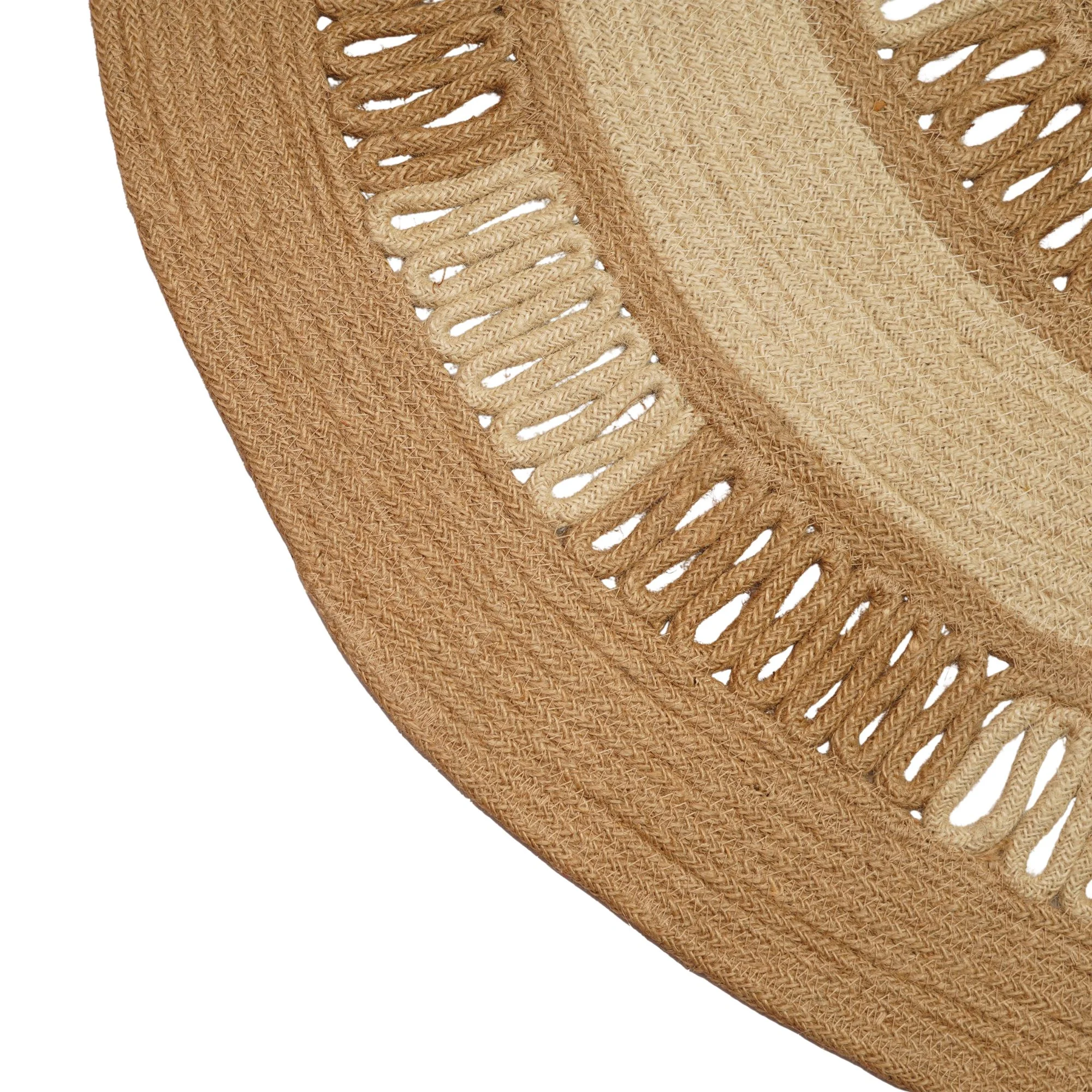 Handwoven Round Jute Rug with Decorative Loop Pattern – Premium Natural Design - Thumbnail 2