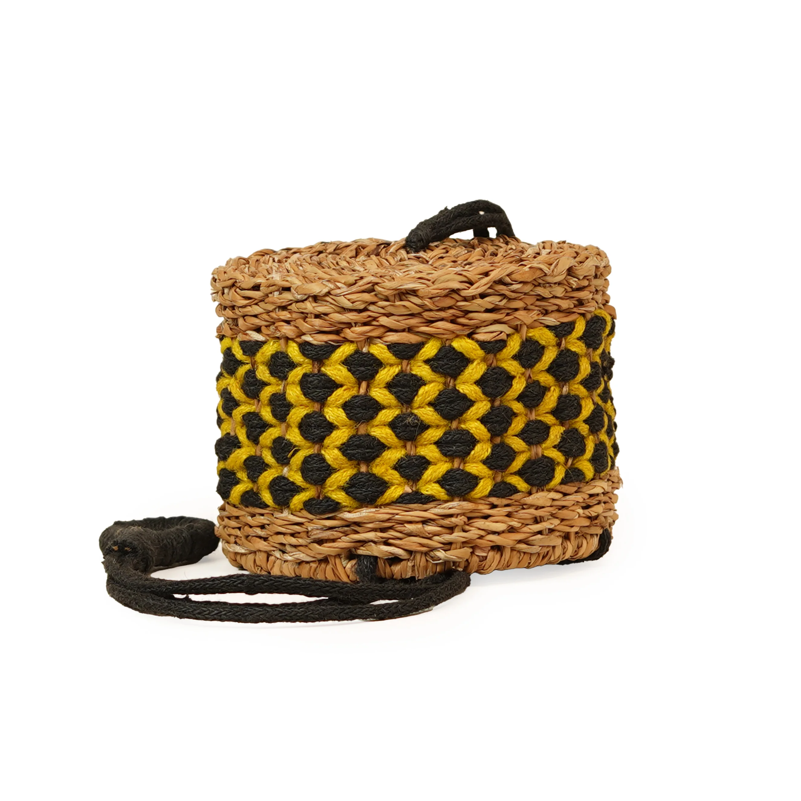 Handwoven Seagrass & Jute Hanging Planter Basket with Natural Color Accents - Thumbnail 2